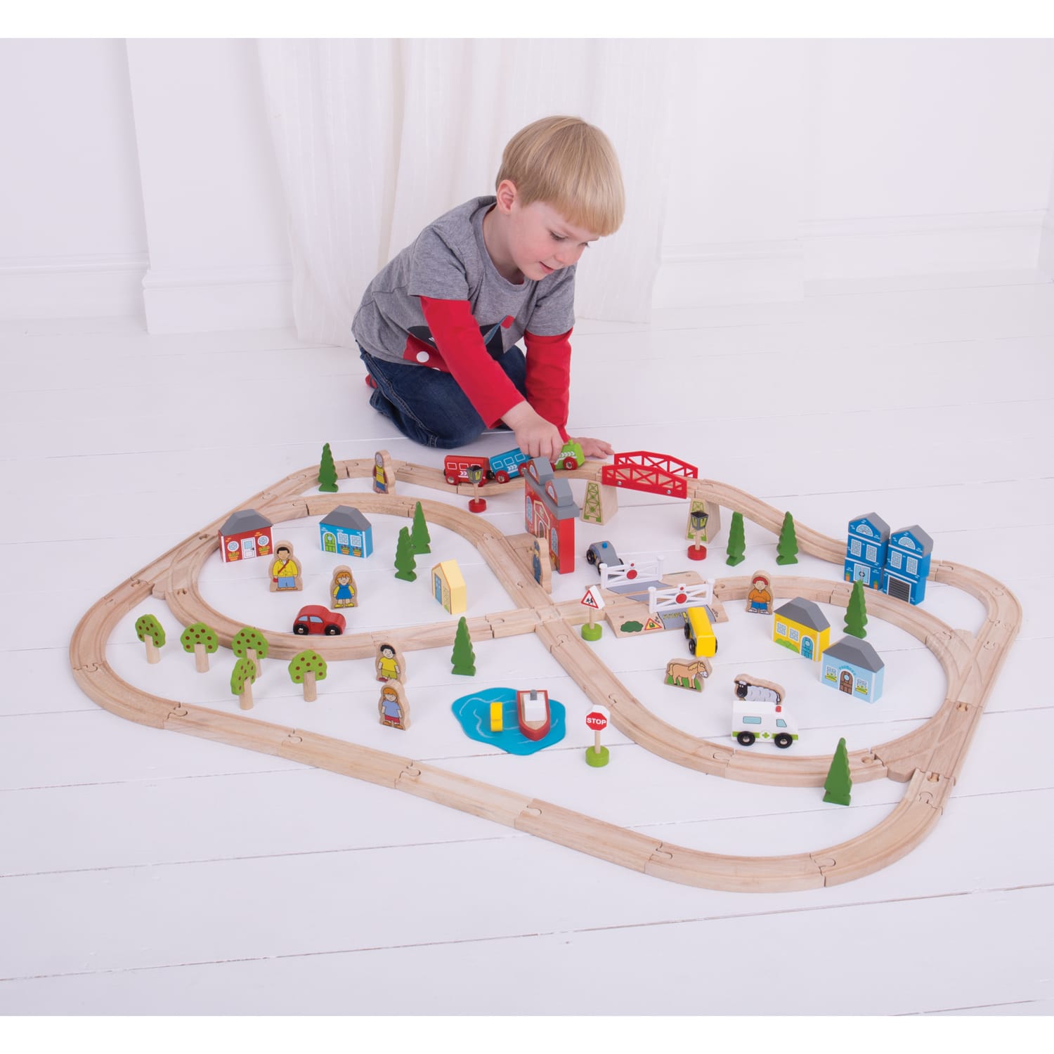 Bigjigs Toys Ltd. Rail Town & Country Train Set, Multicolor - Image 4