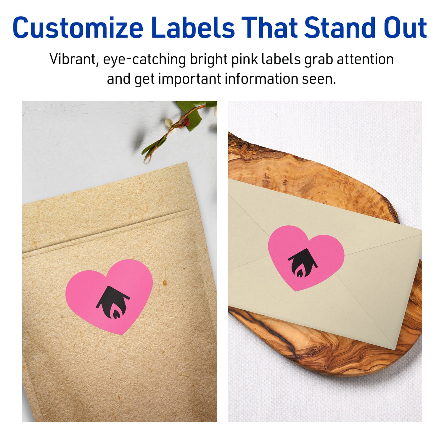 Avery Print-To-The-Edge Labels With Sure Feed Technology, 94603-BPP80, Heart, 2-9/32in x 1-27/32in, Matte Bright Pink, Pack of 960 - Image 4