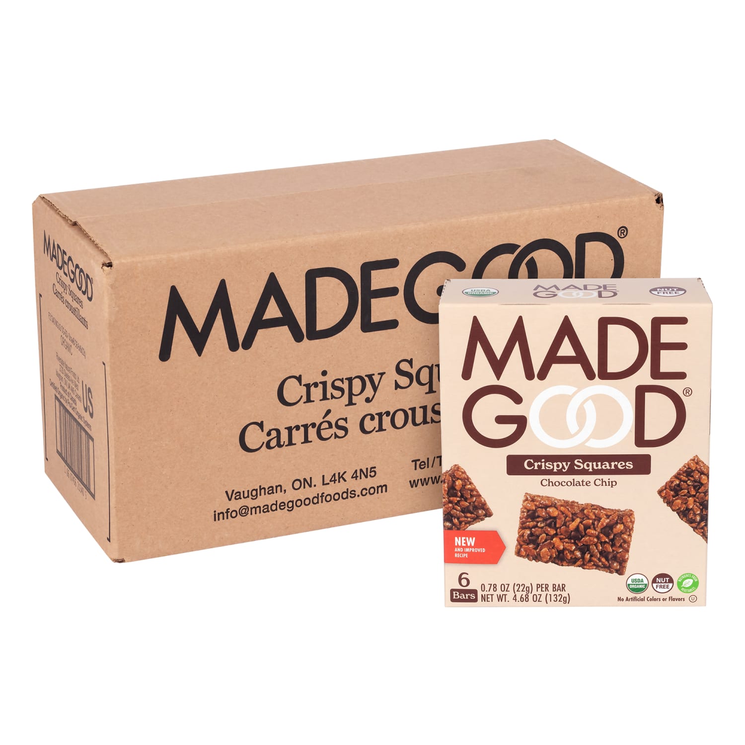 Made Good Madegood Chocolate Chip Crispy Squares, 0.78 Oz, 6 Bags Per Pack, Case Of 6 Packs