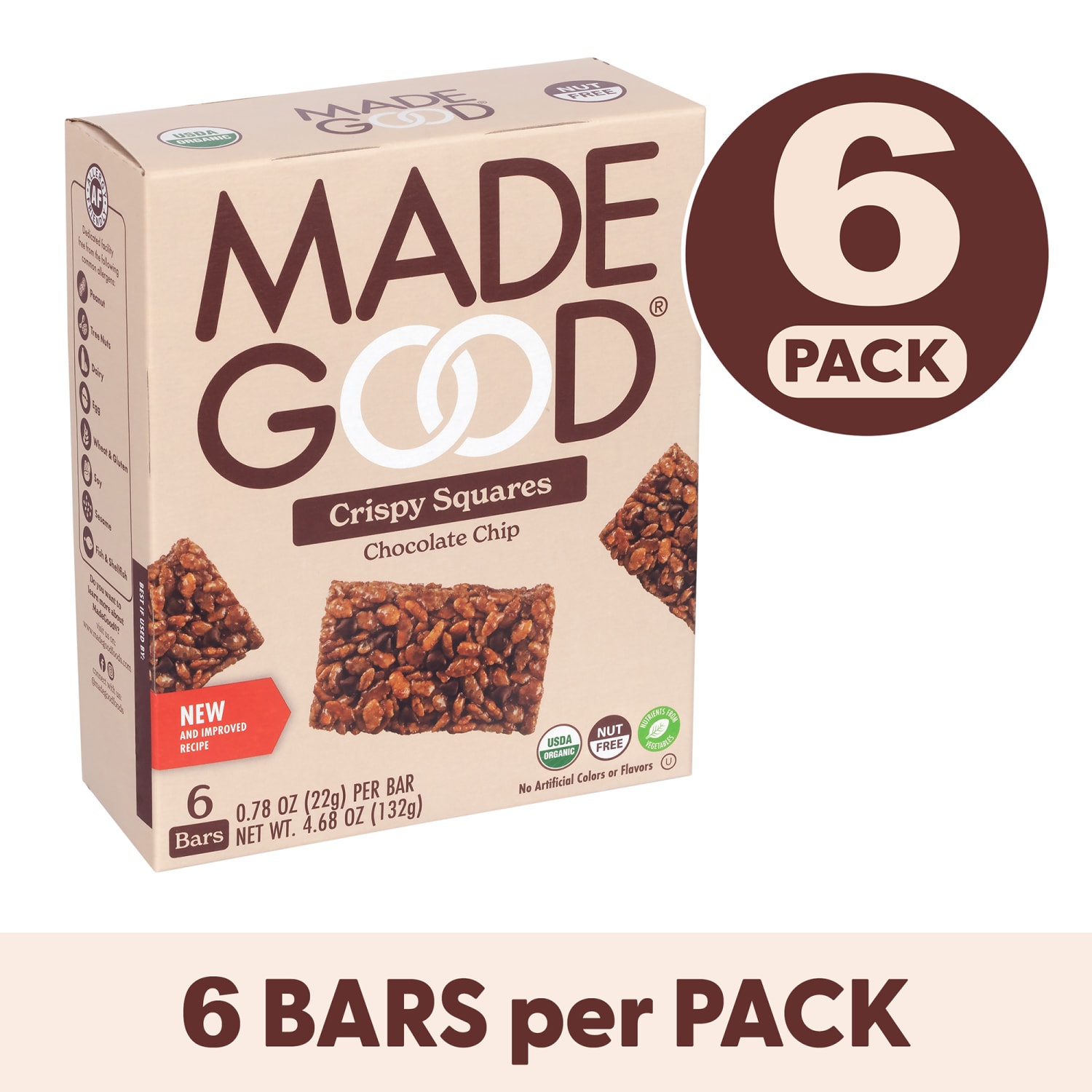 Madegood Chocolate Chip Crispy Squares, 0.78 Oz, 6 Bags Per Pack, Case Of 6 Packs - Image 5