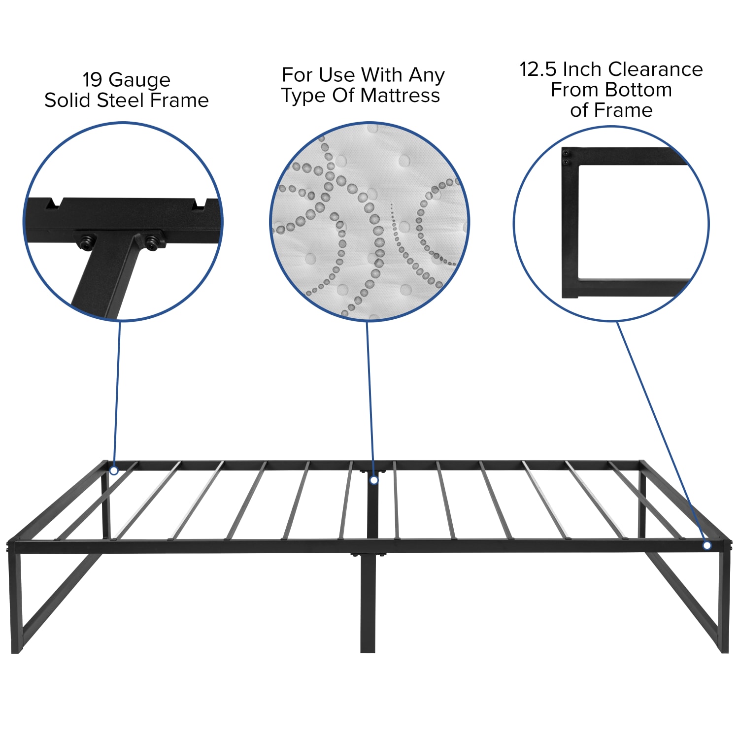 Flash Furniture 14in Metal Platform Bed Frame With 10in Pocket Spring Mattress, Twin, Black - Image 5