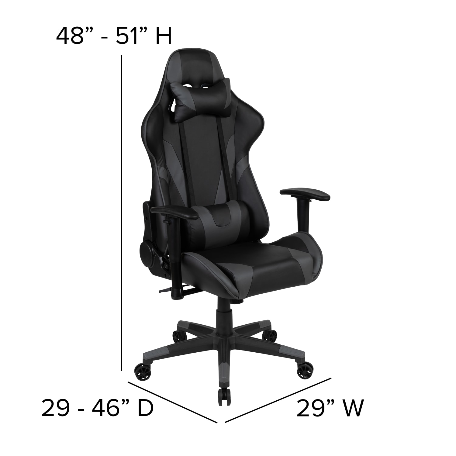 Flash Furniture X20 Ergonomic LeatherSoft High-Back Racing Gaming Chair, Gray - Image 7