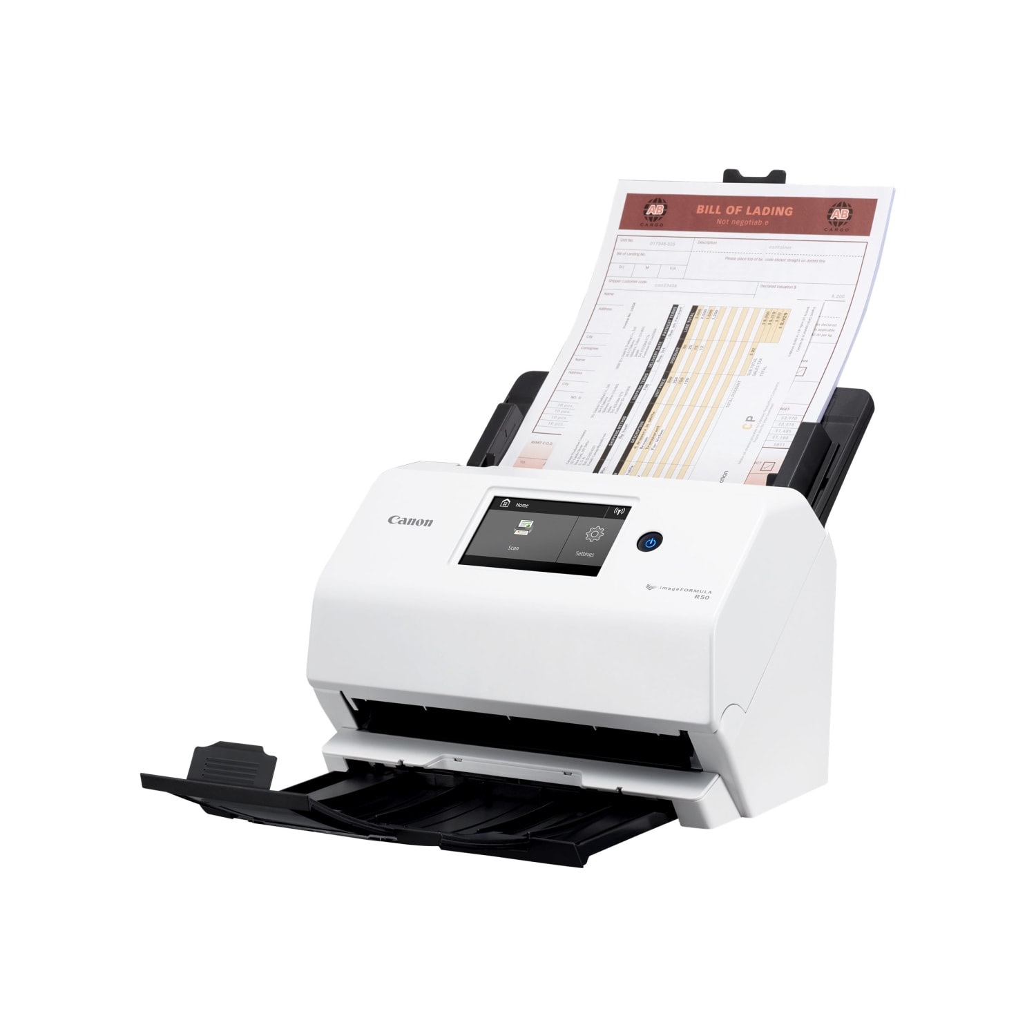 Canon imageFORMULA R50 Office - Document scanner - Contact Image Sensor (CIS) - Duplex - Legal - 600 dpi - up to 40 ppm (mono) / up to 40 ppm (color) - ADF (60 sheets) - up to 4000 scans per day - USB, Wi-Fi - Image 3