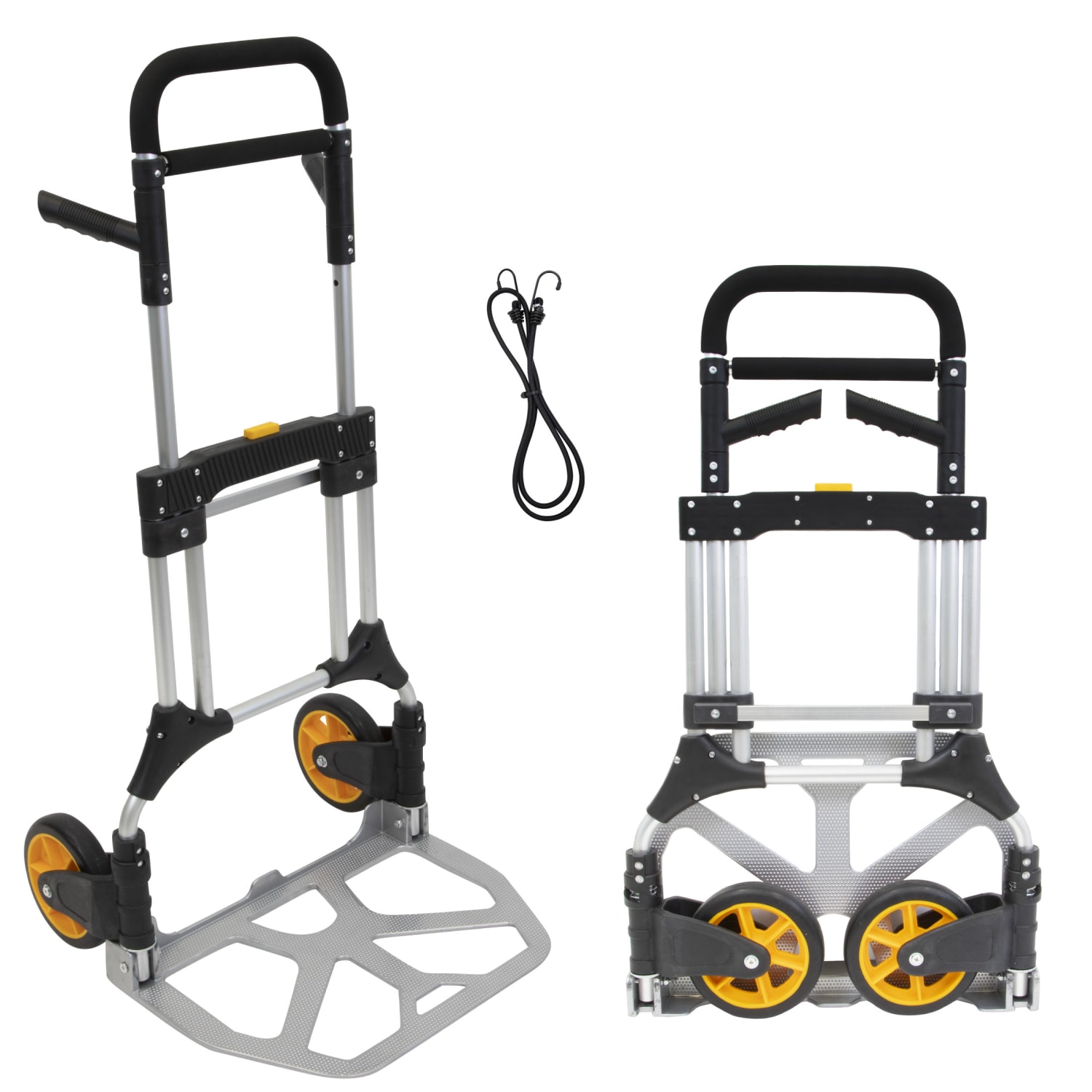 Mount-It! Folding Height-Adjustable Steel Hand Truck With 440 Lb. Capacity, 48.5inH x 23.5inW x 15.75inD, Black - Image 3