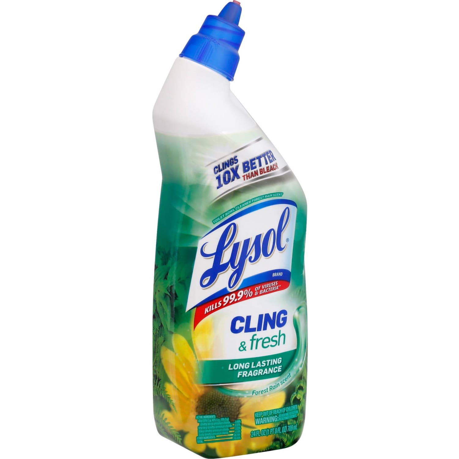 Lysol Toilet Bowl Cleaner - 24 oz (1.50 lb) - Forest Rain Scent - Disinfectant - Blue Squeeze Bottle - 1 Each - Image 4
