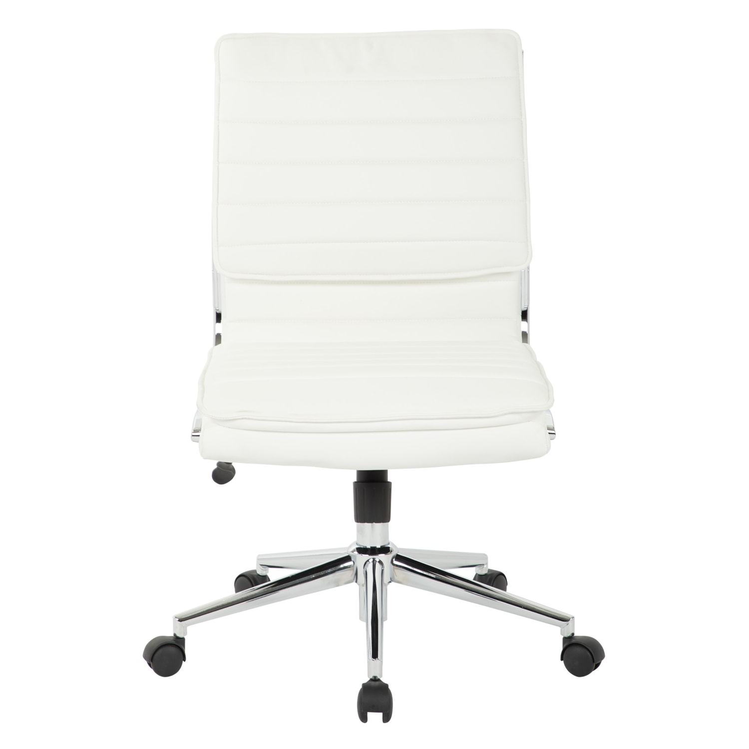 Office Star Pro Line II SPX Armless Bonded Leather Mid Back Chair WhiteChrome PopularChairscom