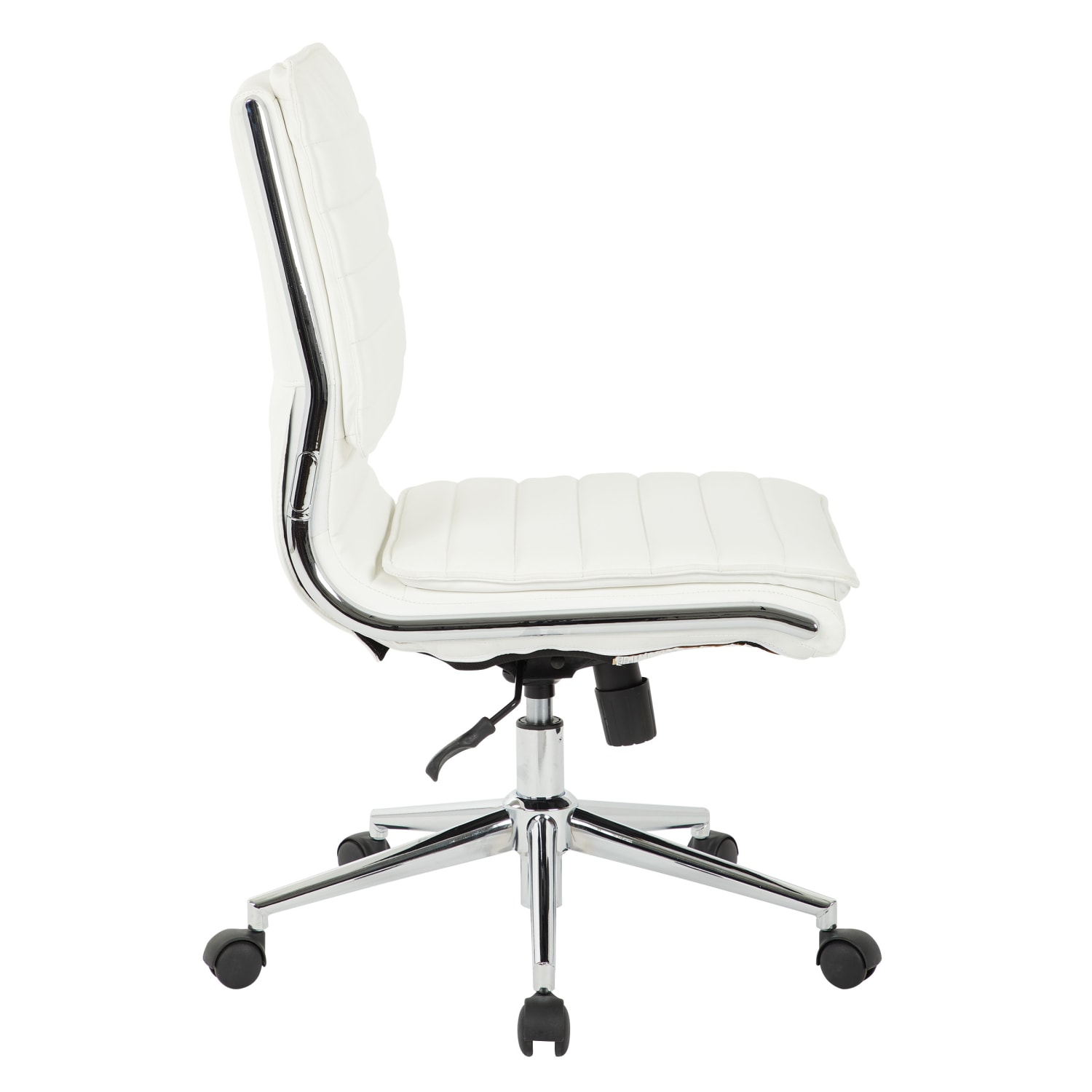 Office Star Pro-Line II SPX Armless Bonded Leather Mid-Back Chair, White/Chrome - Image 5