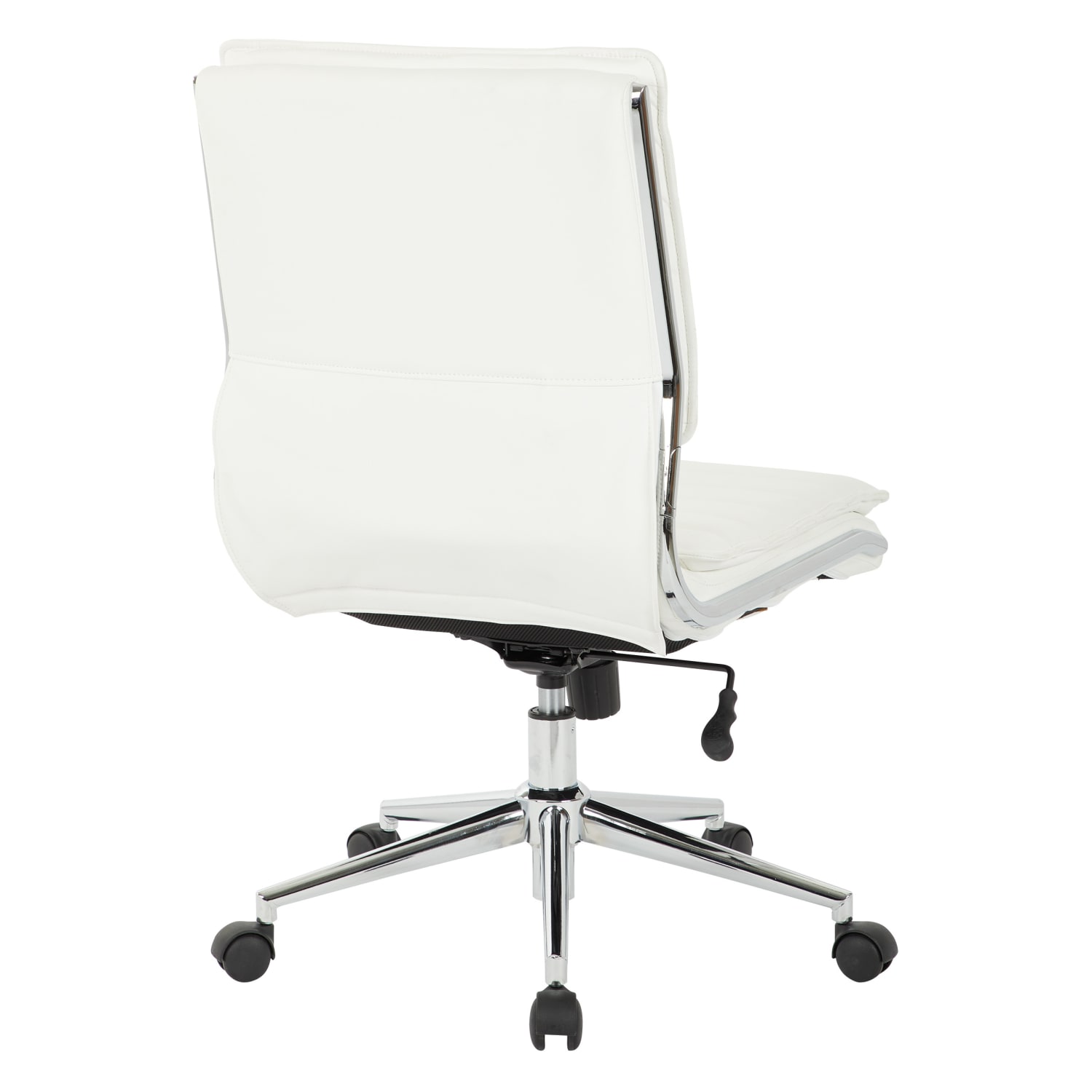 Office Star Pro Line II SPX Armless Bonded Leather Mid Back Chair WhiteChrome PopularChairscom