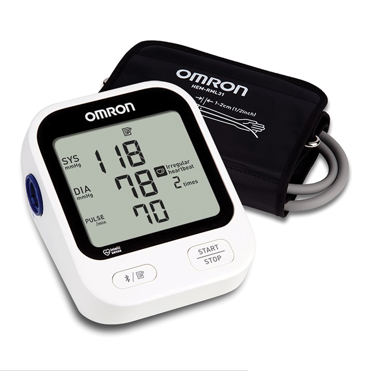 Omron 5 Series Digital Upper Arm Blood Pressure Monitor With D-Ring Cuff, 1 Size, Black/White - Image 3