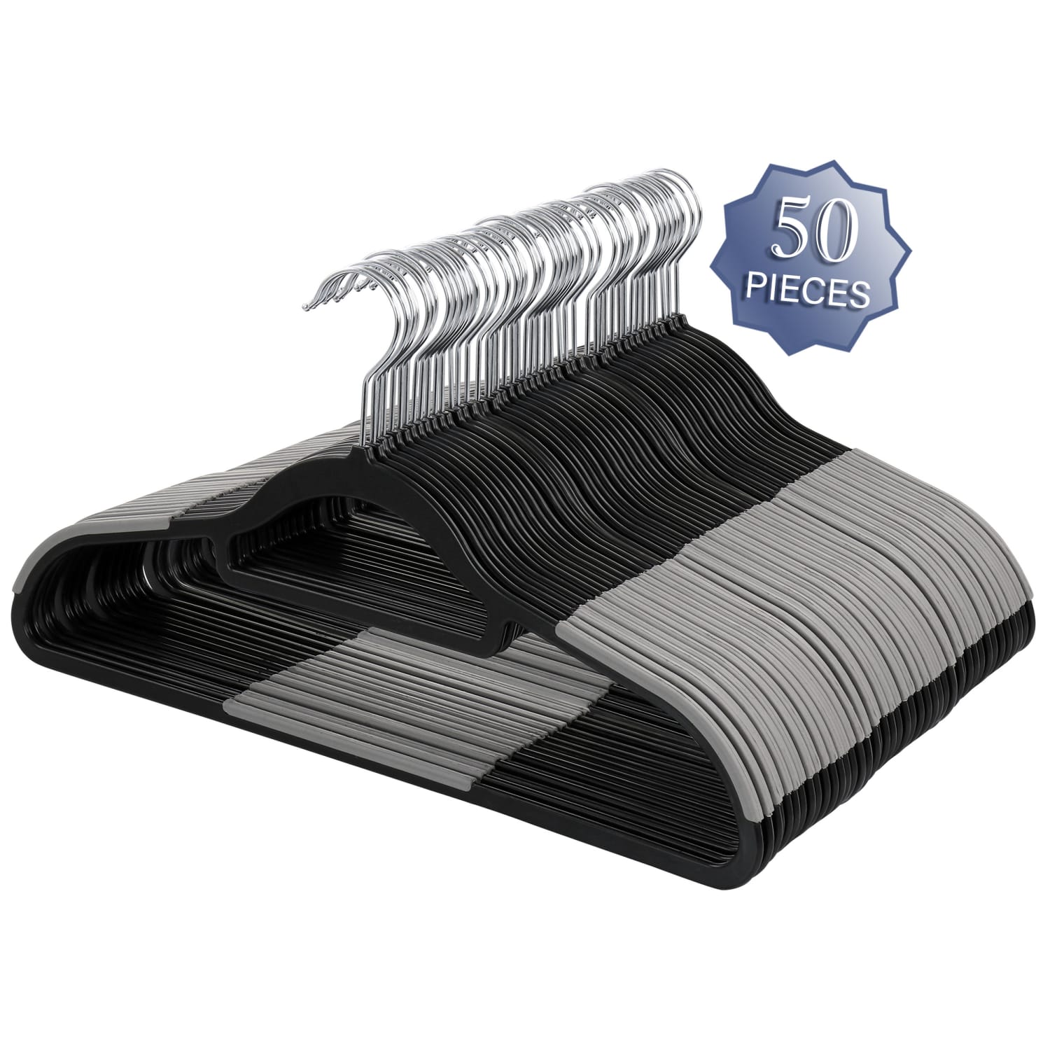 Elama Home Plastic Hangers, Adult, Black/Gray, Pack Of 50 - Image 3
