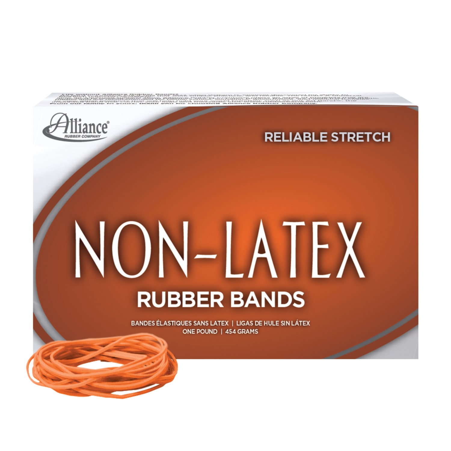 Alliance Rubber Sterling Rubber Bands, No. 19, 1 lb, Orange, Box Of 1,750