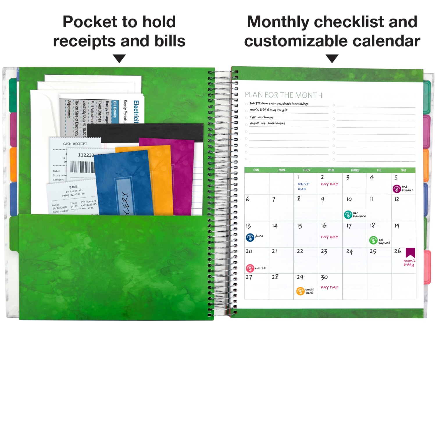 Global Printed Products Budget Planner & Monthly Bill Organizer, 8-1/2in x 11in, Blue Marble - Image 6