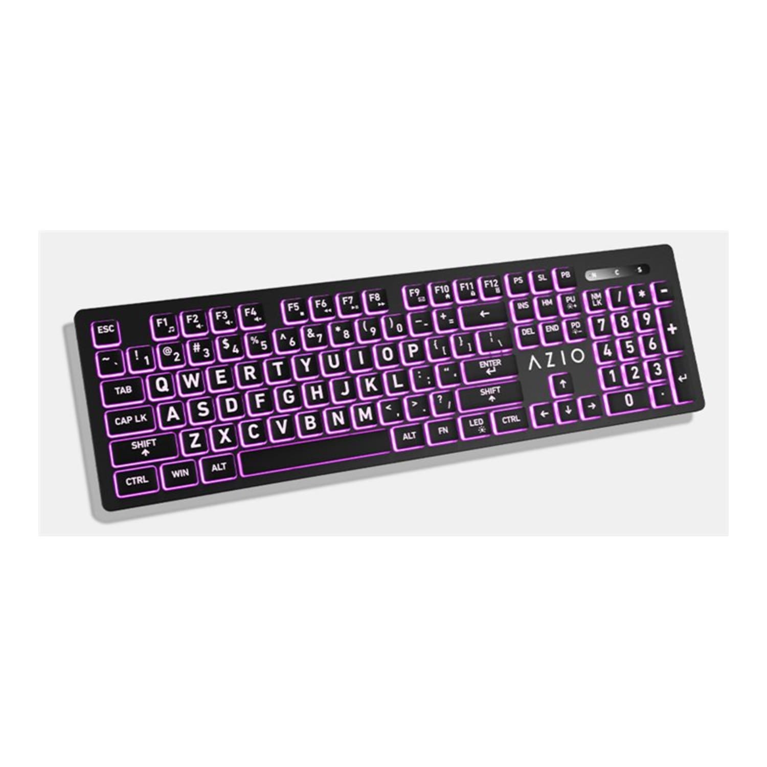 Azio Vision Large Font USB Keyboard, Standard, Red/Blue/Purple, KB512 - Image 4