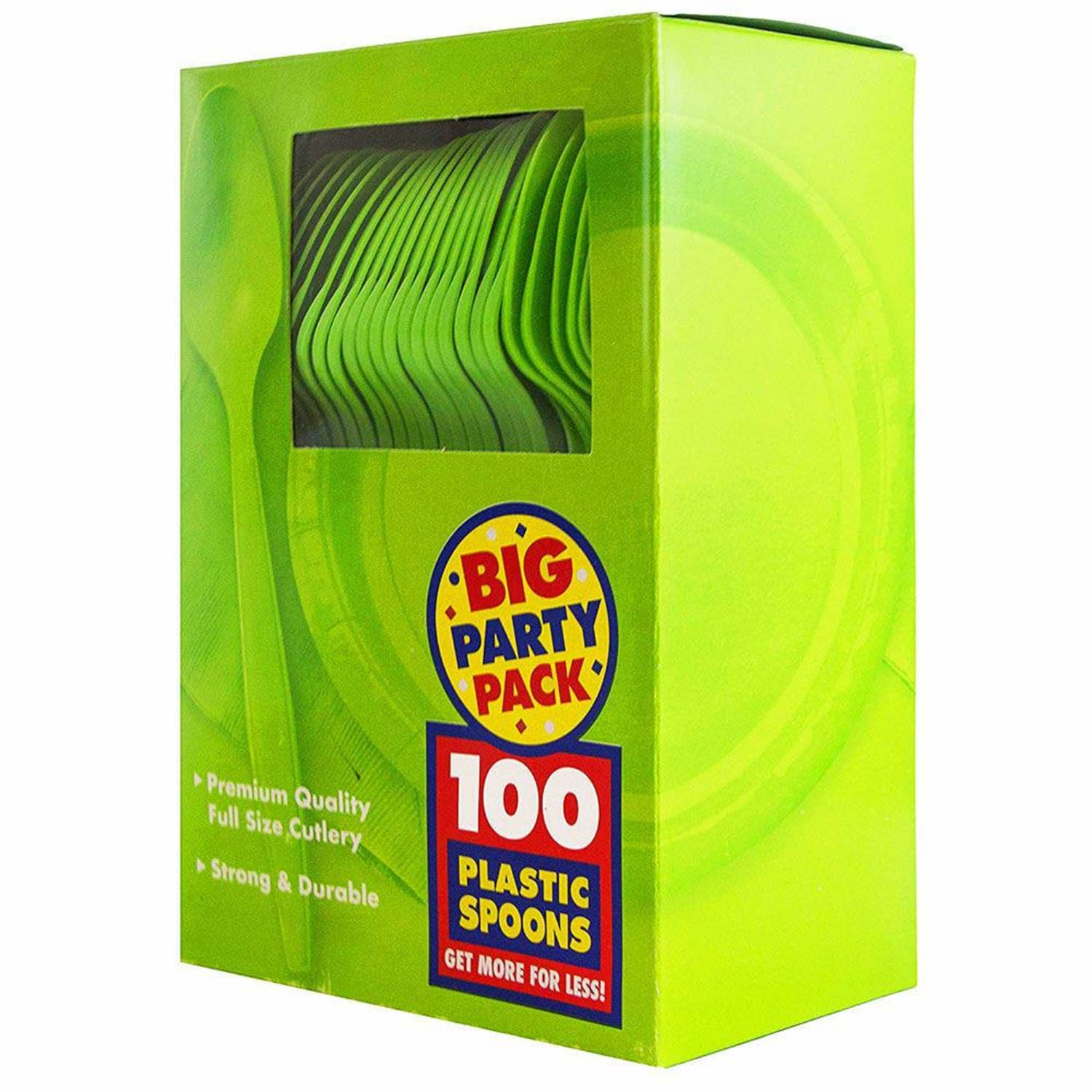 JAM PAPER Big Party Pack of Premium Plastic Spoons, Lime Green, 100 Disposable Spoons/Box - Image 4