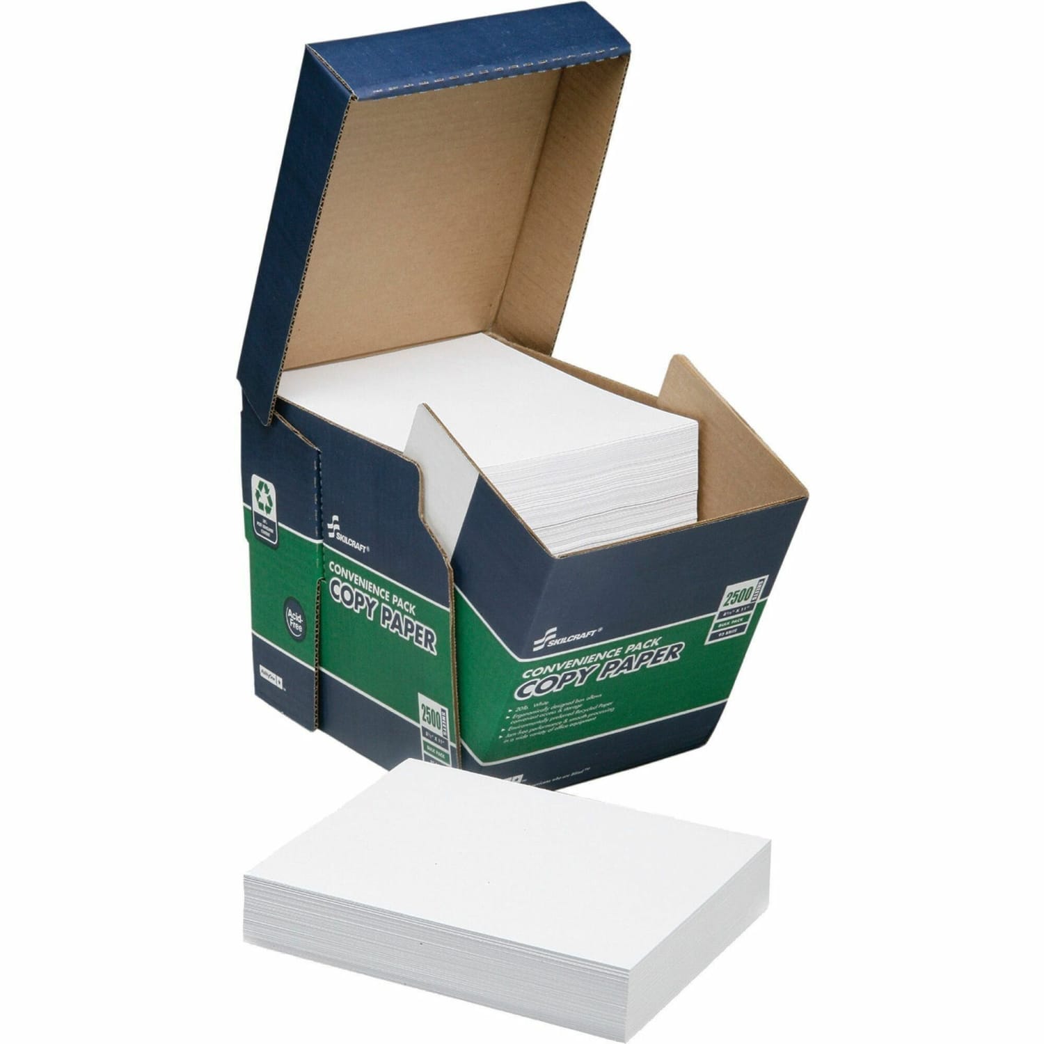 SKILCRAFT Xerographic Reamless Copy Paper, White, Letter (8.5in x 11in), 2500 Sheets Per Case, 20 Lb, 92 Brightness, 30% Recycled - Image 4
