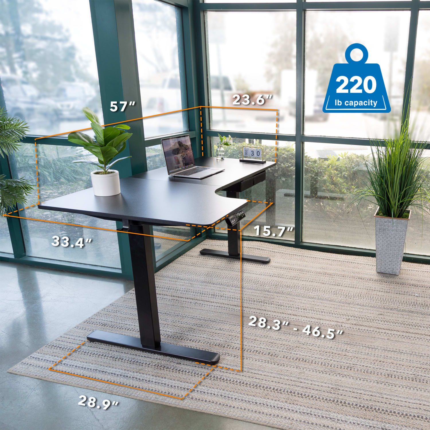 Mount-It! L-Shaped Electric Height-Adjustable Sit-Stand Desk, Black - Image 4