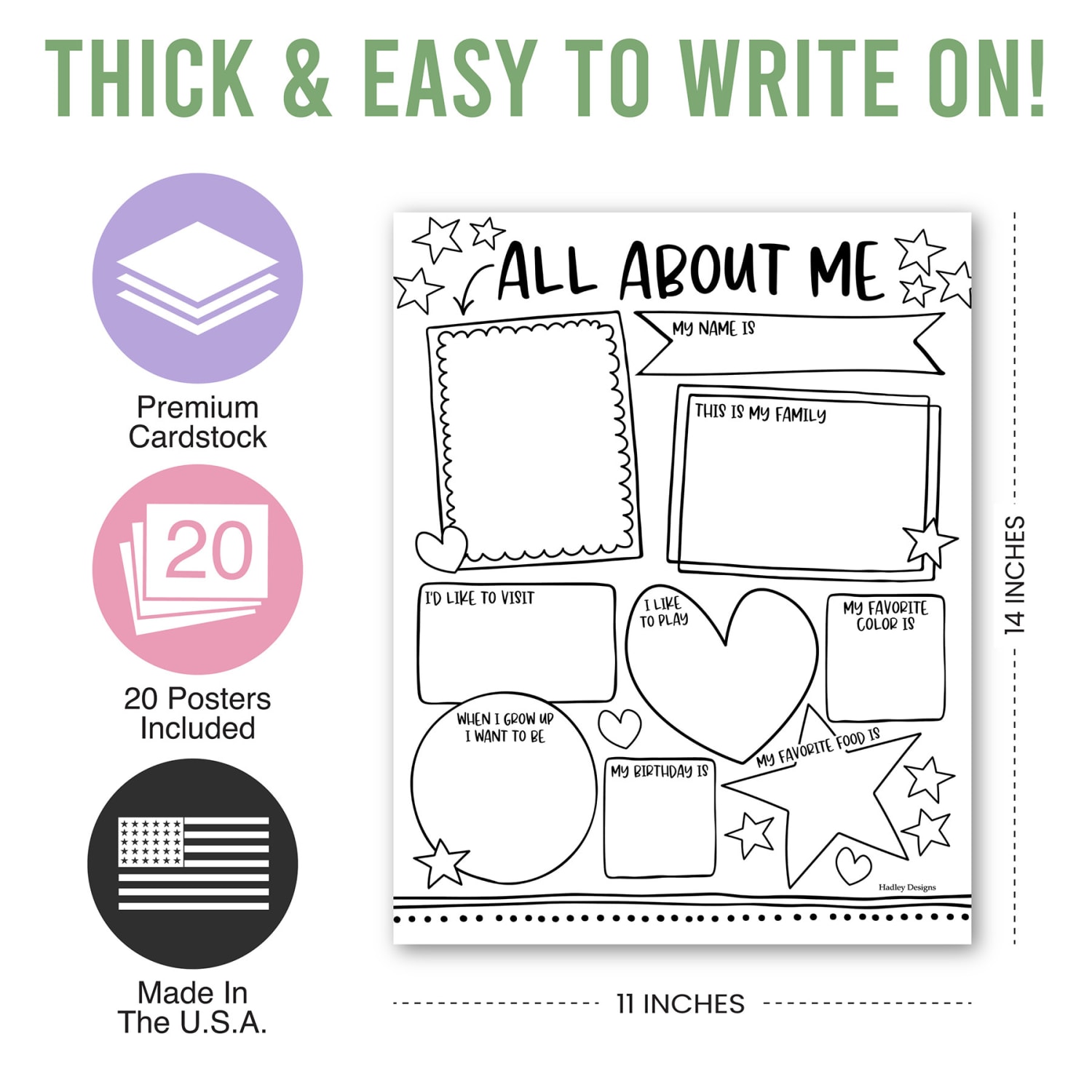 Hadley Designs Posters, Star Student Read All About Me, Set Of 20 - Image 3