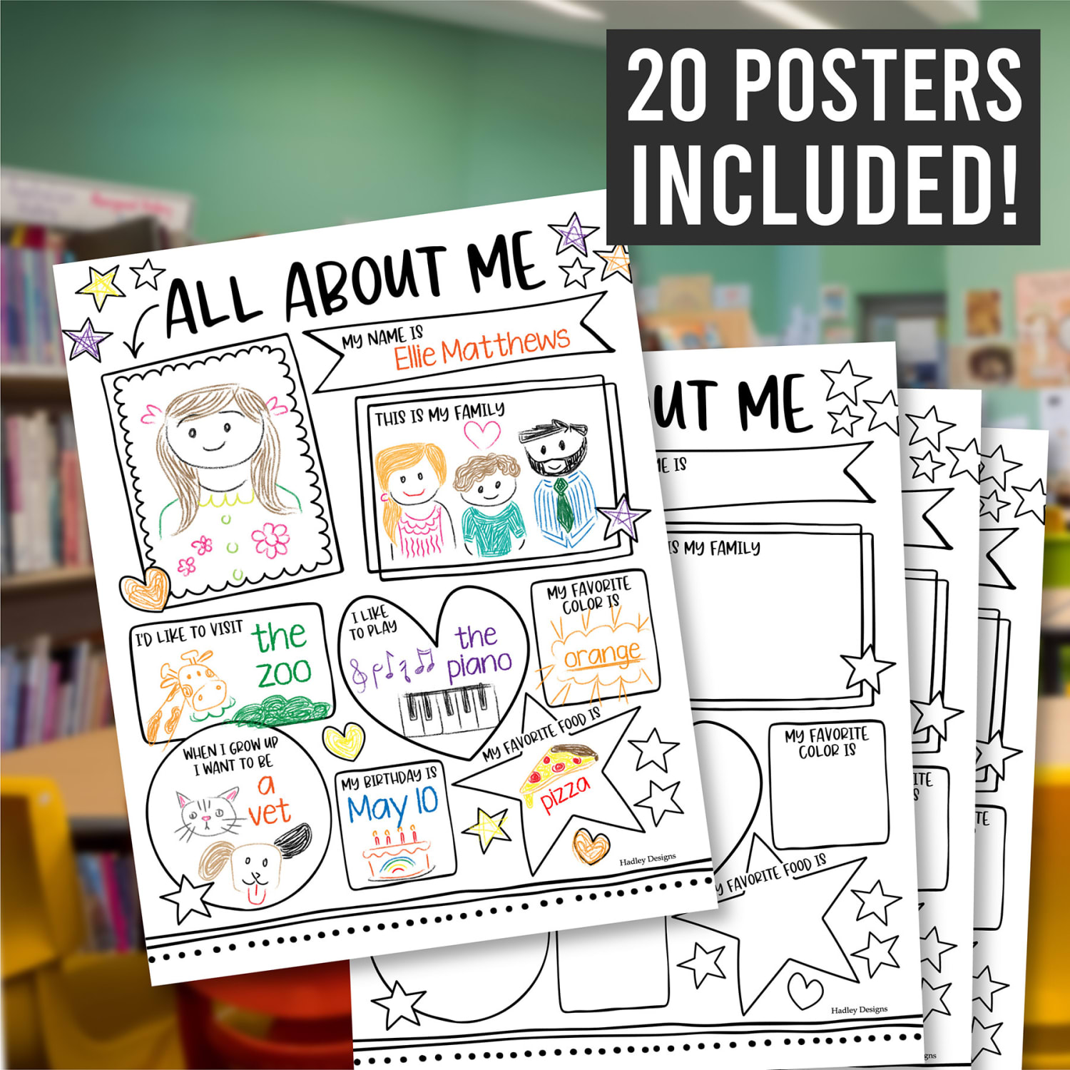 Hadley Designs Posters, Star Student Read All About Me, Set Of 20 - Image 4