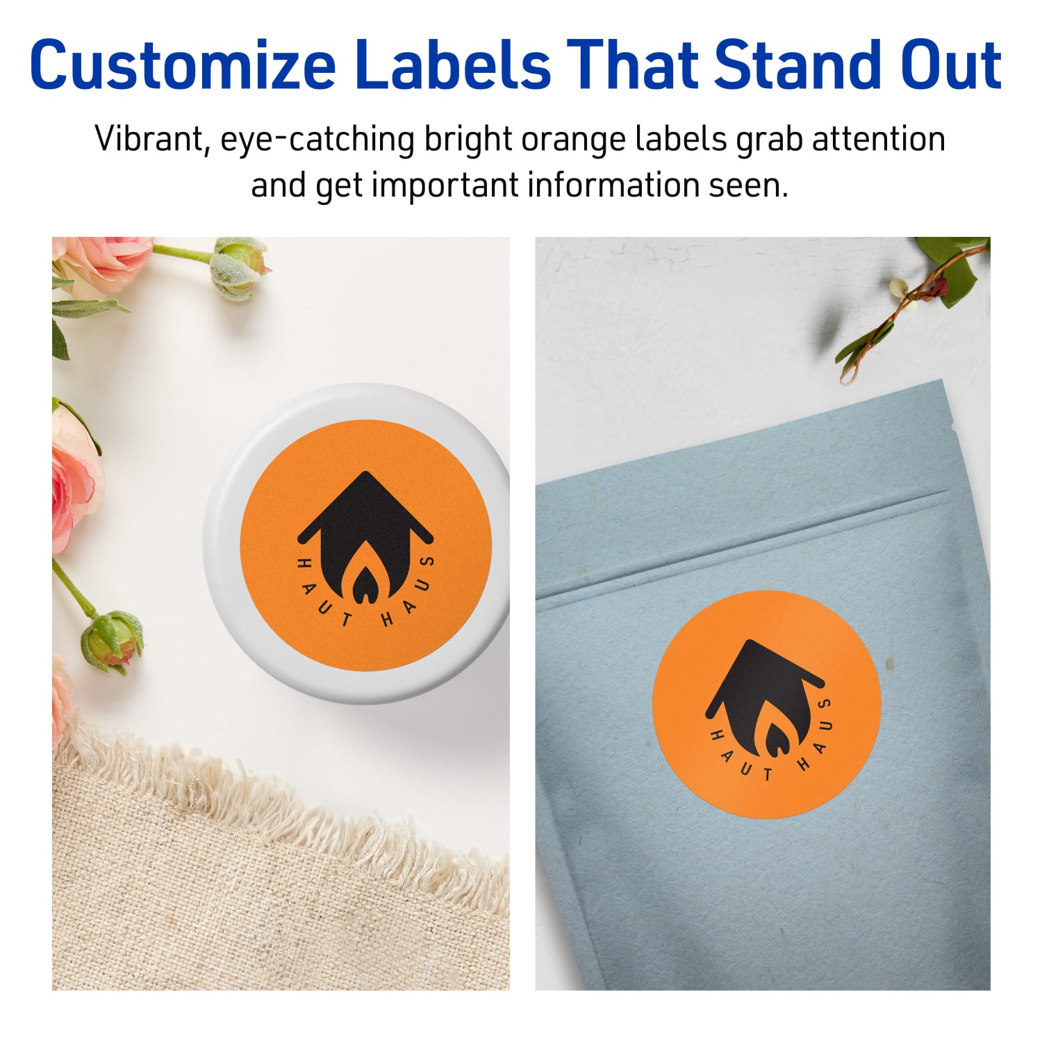 Avery Print-To-The-Edge Labels With Sure Feed Technology And Easy Peel Label Feature, 94513-BOP10, Round, 3in, Matte Bright Orange, Pack of 60 - Image 4
