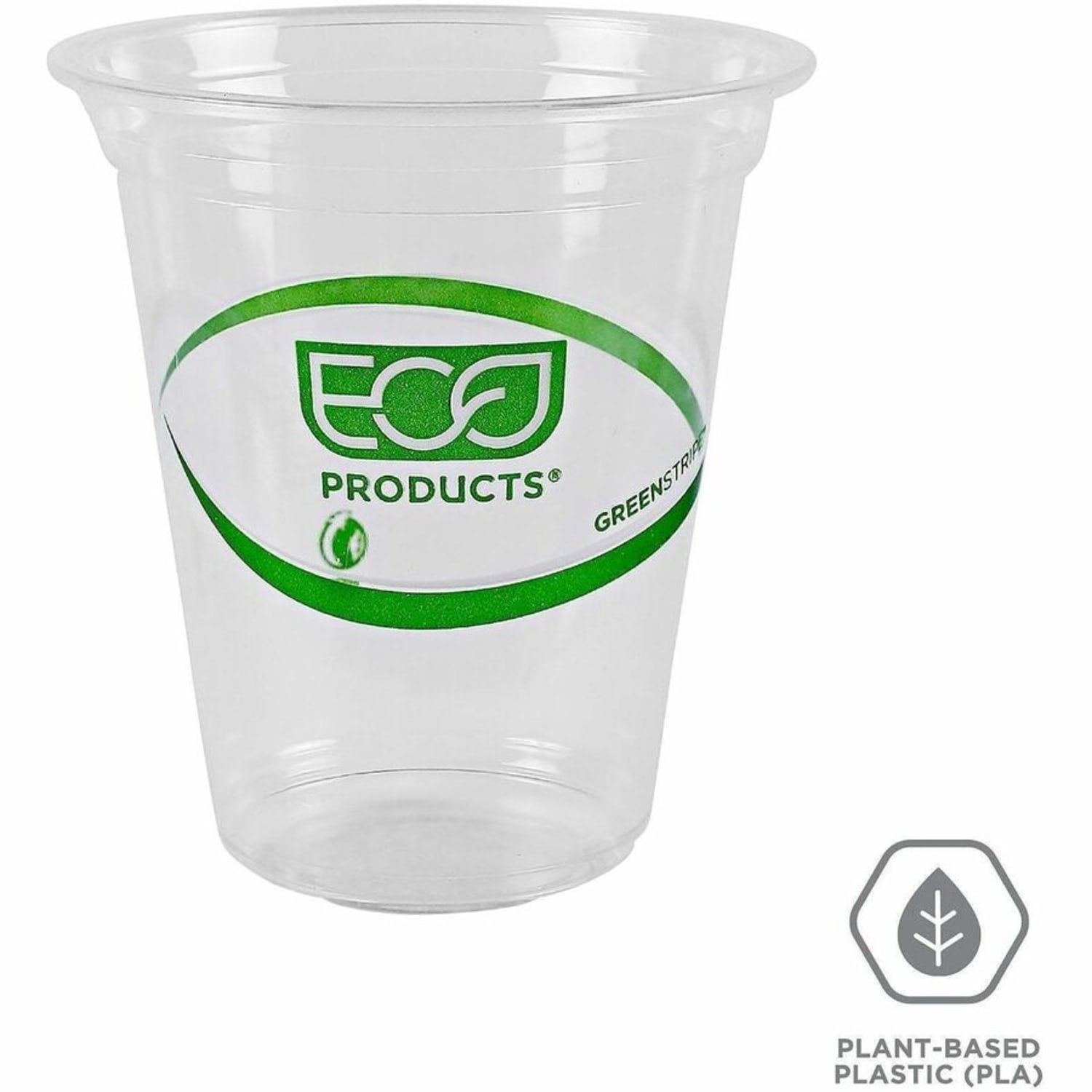 Eco-Products 16 oz GreenStripe Cold Cups - 16 fl oz - Clear, Green - Polylactic Acid (PLA) - Cold Drink - 50 / Pack - Image 6