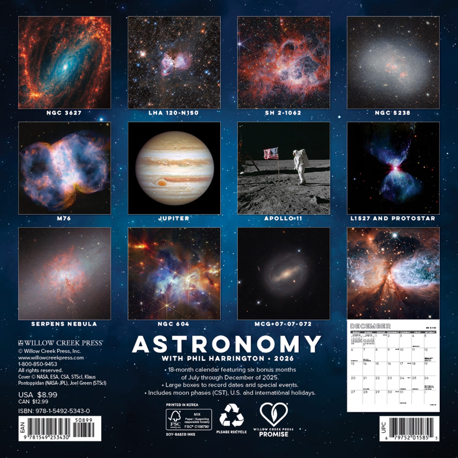 2026 Willow Creek Press Monthly Mini Wall Calendar, 7in x 7in, Astronomy, January To December, 53430 - Image 5