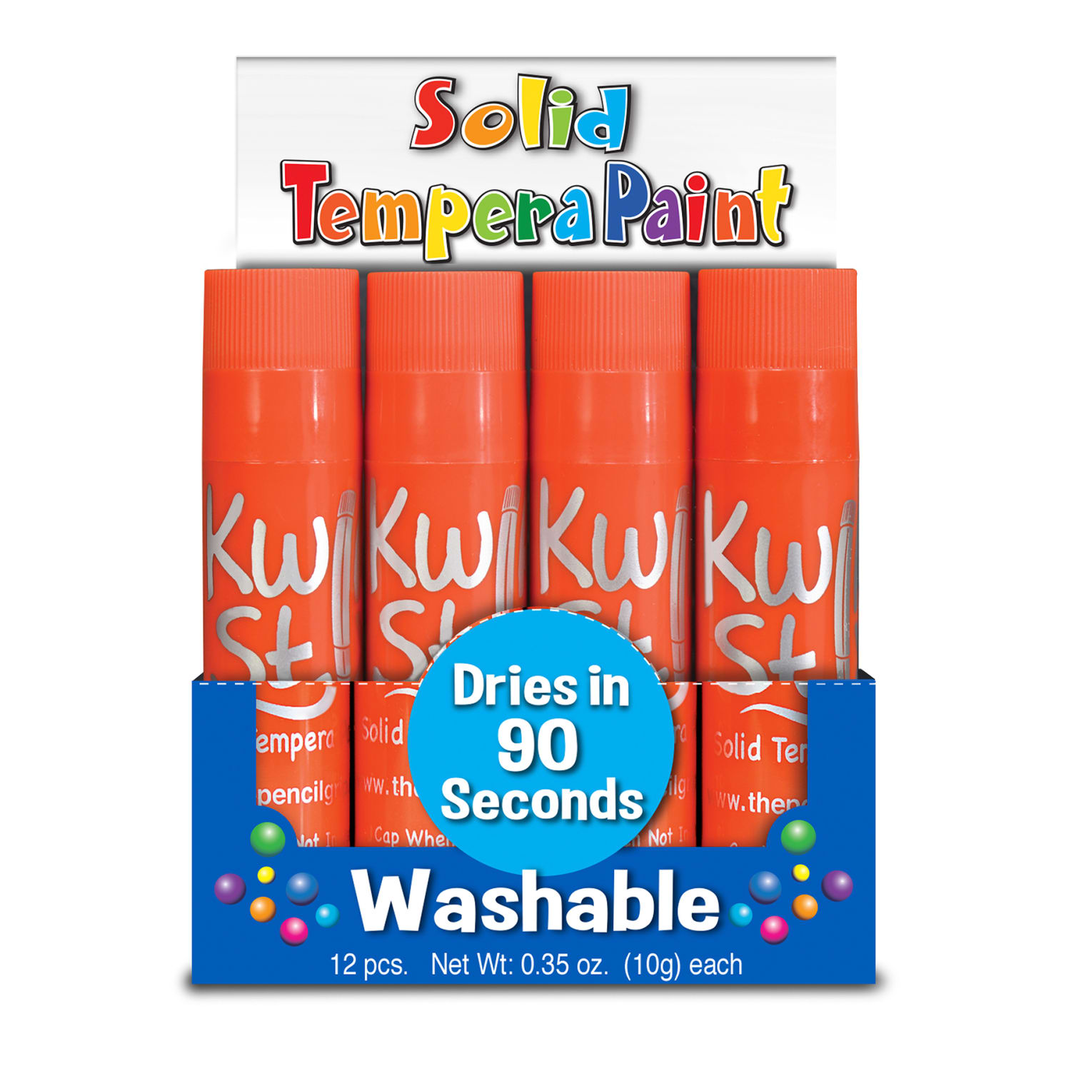The Pencil Grip Kwik Stix Solid Tempera Paint Sticks, Orange, 12 Sticks Per Pack, Set Of 2 Packs - Image 4