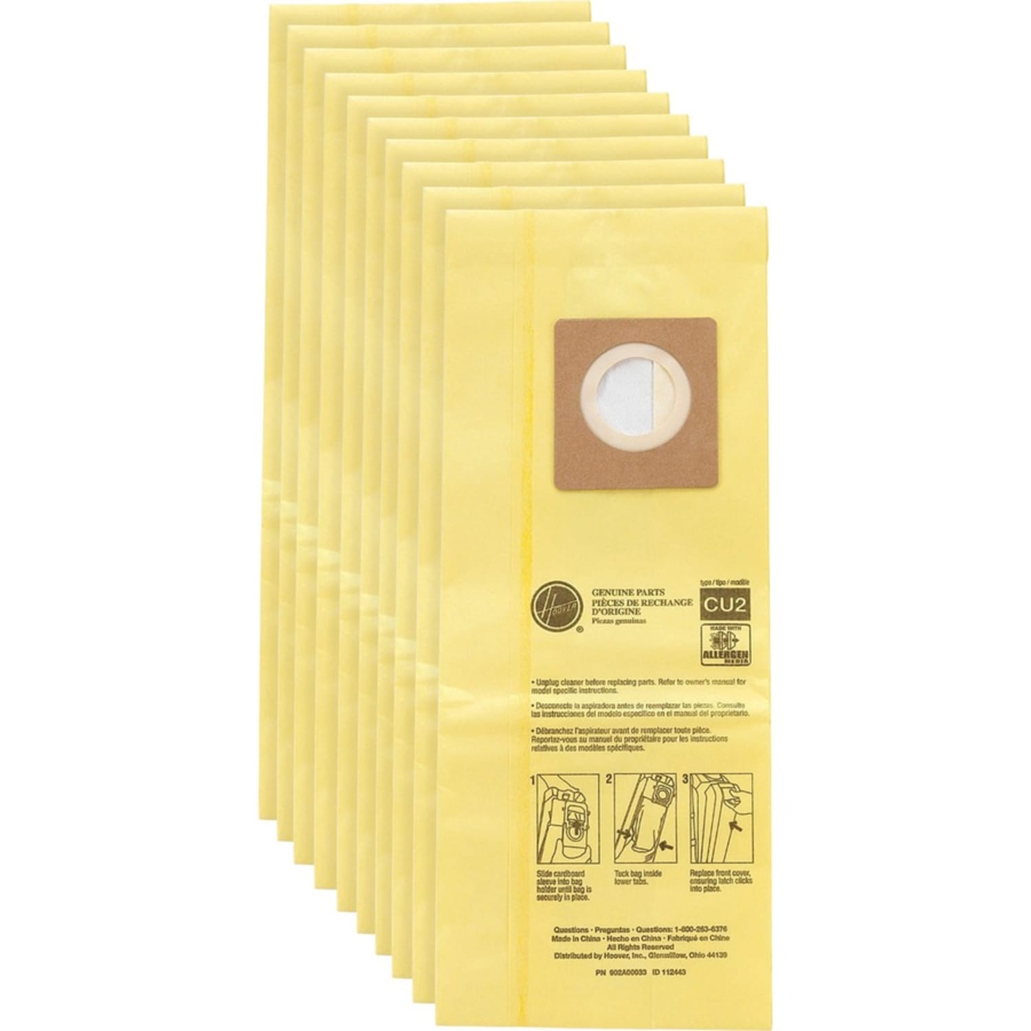 Hoover Hoover HushTone Vacuum Bags - 40 / Carton - Disposable, Micro Allergen - Yellow - Image 3