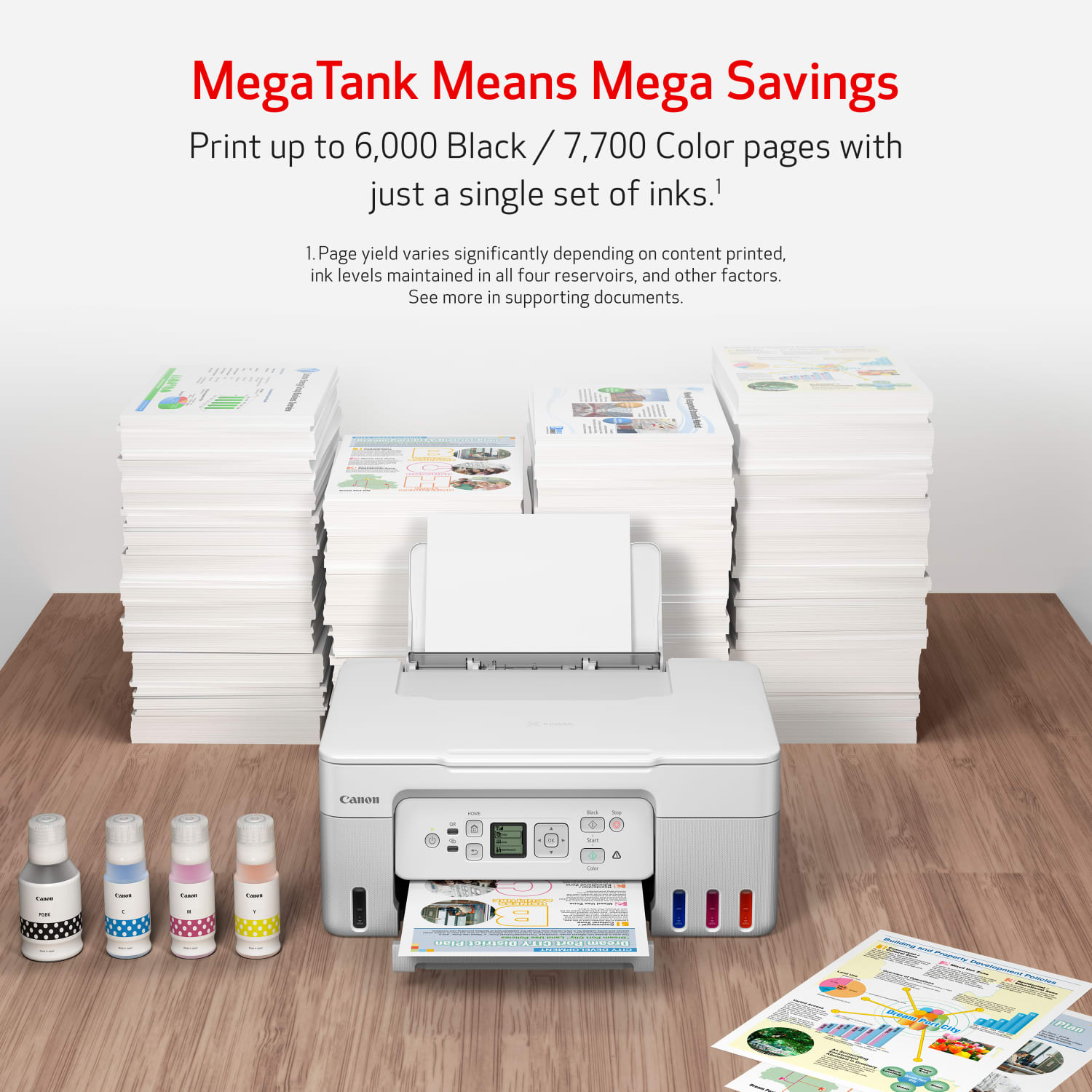 Canon PIXMA G3270 MegaTank Wireless Inkjet All-In-One Color Printer, White - Image 4