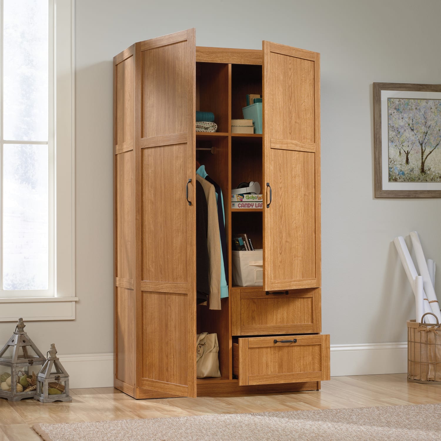 Sauder Select Storage Wardrobe Cabinet, 71-1/8inH x 40inW x 19-1/2inD, Highland Oak - Image 4