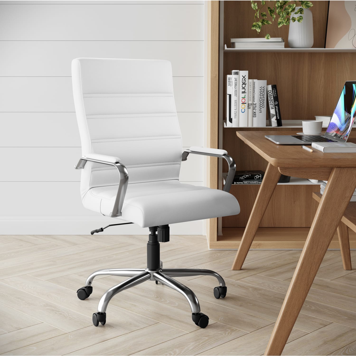Flash Furniture LeatherSoft Faux Leather HighBack Office Chair With Chrome Base And Arms WhiteGray PopularChairscom Flash Furniture LeatherSoft Faux Leather High Back Office Chair With Chrome Base And Arms WhiteGray PopularChairscom