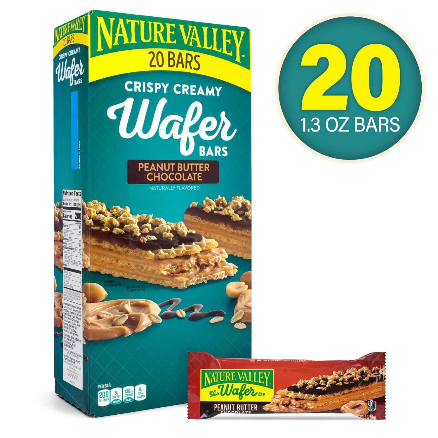 Nature Valley Peanut Butter Crispy Creamy Wafer Bars, 1.3 Oz, Pack Of 20 Bars - Image 3