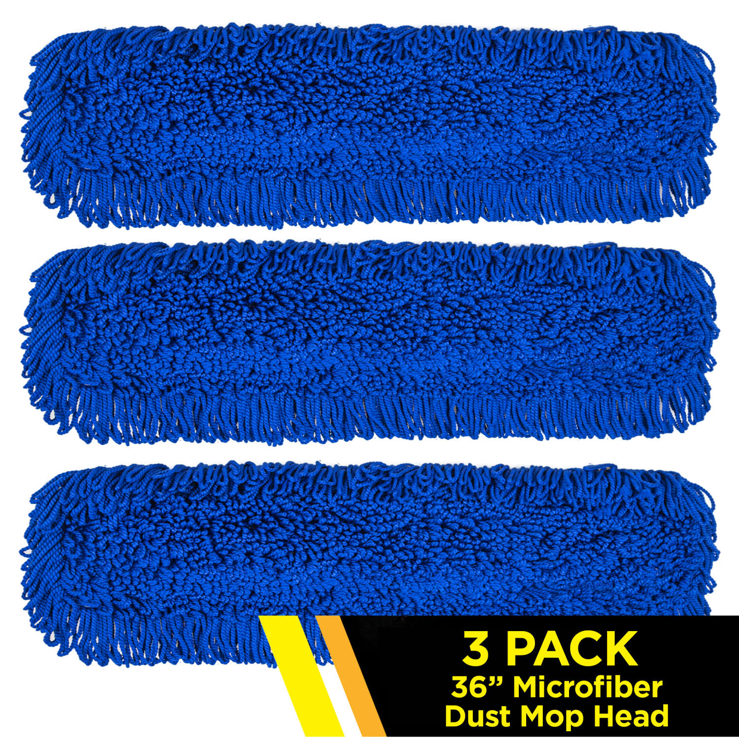 Gritt Commercial Microfiber Looped Dust Mop Pad Head, 36in, Blue, Pack Of 3 Pad Heads - Image 3