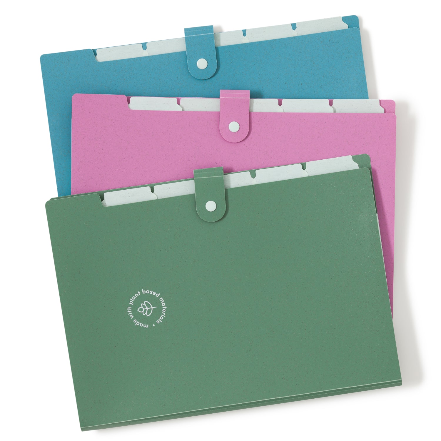 U Brands U-Eco 6 Pocket Poly Expandable Folder, 6in Expansion, Letter (8 1/2in x 11in), Assorted Colors, Pack Of 3