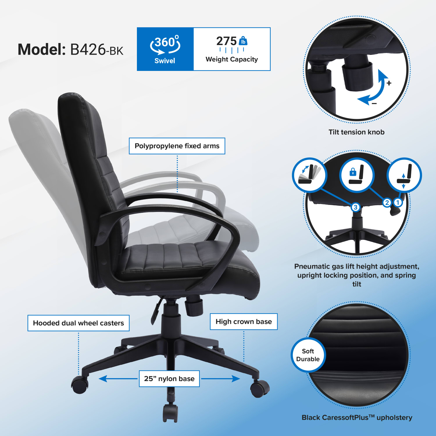 Boss Office Products Ribbed Back Ergonomic Faux Leather HighBack Task Chair Black PopularChairscom Boss Office Products Ribbed Back Ergonomic Faux Leather High Back Task Chair Black PopularChairscom