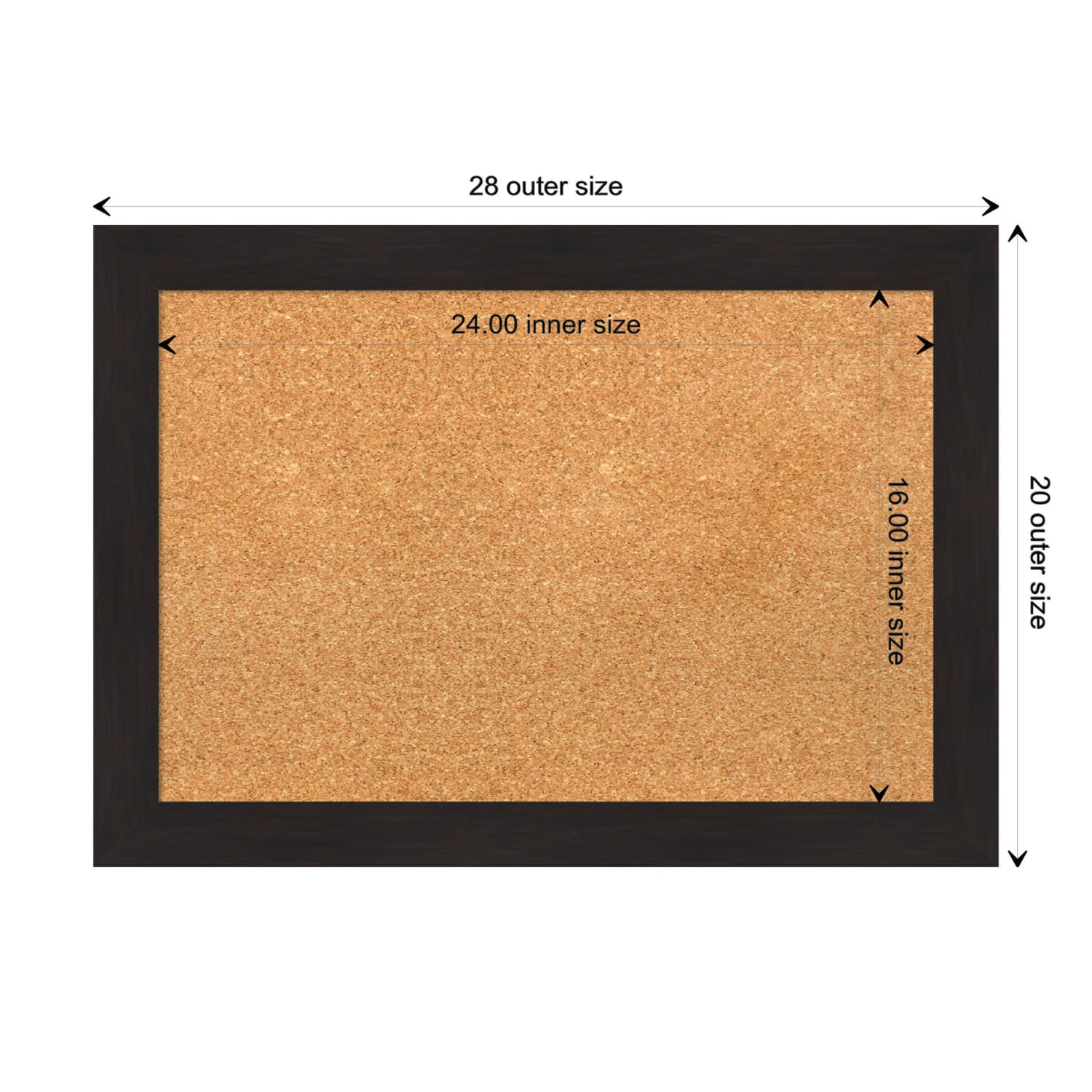 Amanti Art Rectangular Non-Magnetic Cork Bulletin Board, Natural, 28in x 20in, Furniture Espresso Narrow Plastic Frame - Image 6