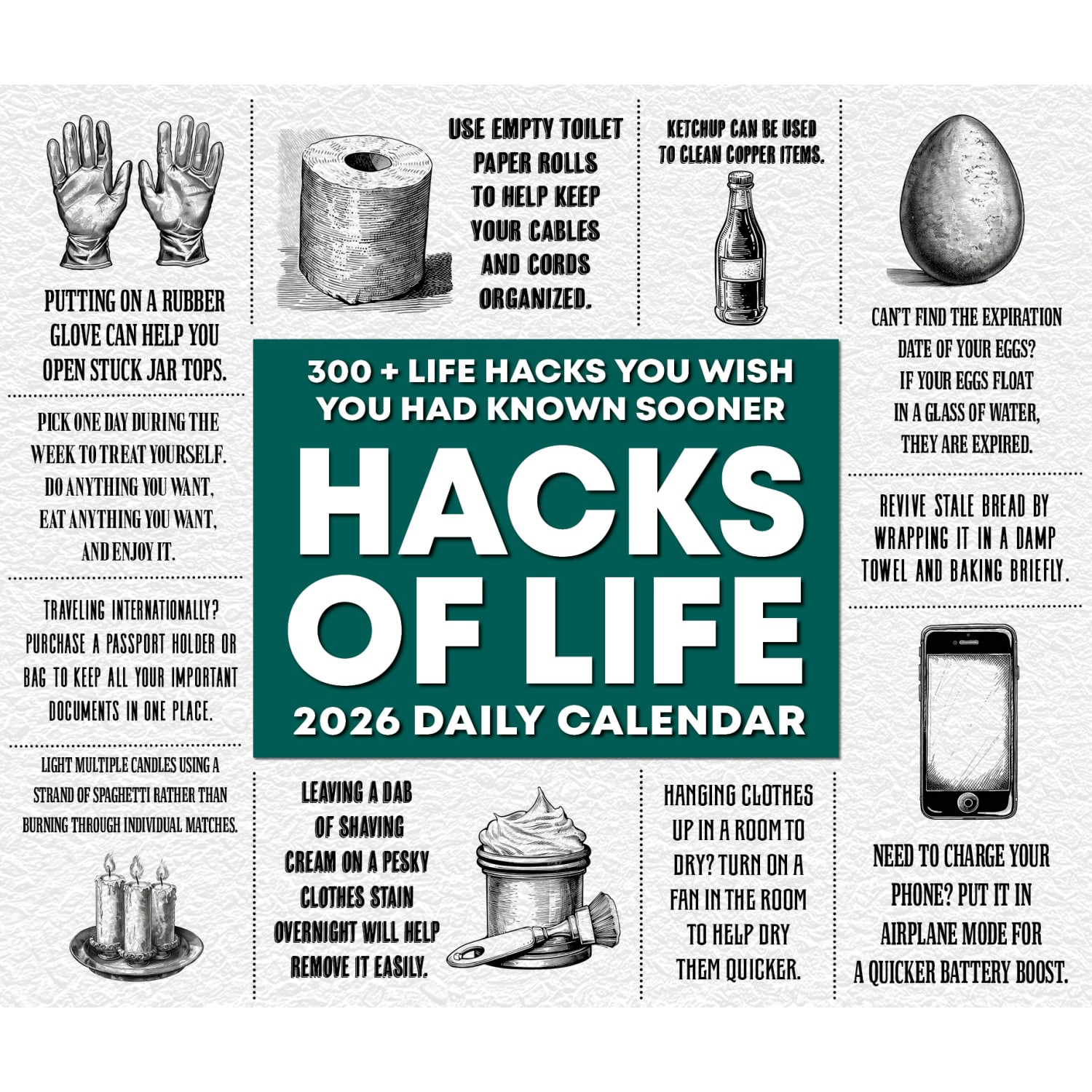2026 Willow Creek Press Page-A-Day Daily Desk Calendar, 6-1/4in x 5-1/2in, Hacks of Life, January To December, 54215 - Image 5
