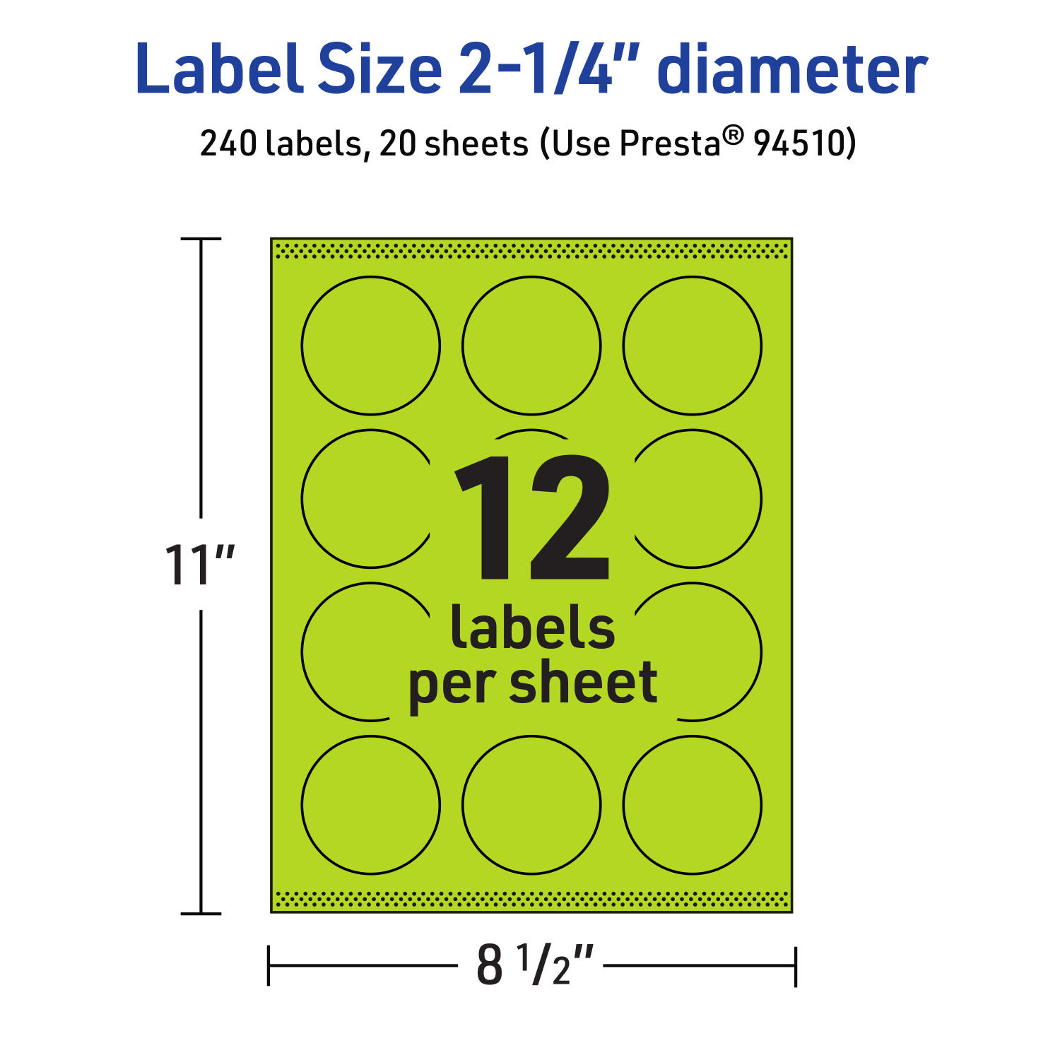 Avery Print-To-The-Edge Labels With Sure Feed Technology And Easy Peel Label Feature, 94510-BGP20, Round, 2-1/4in, Matte Bright Green, Pack of 240 - Image 6