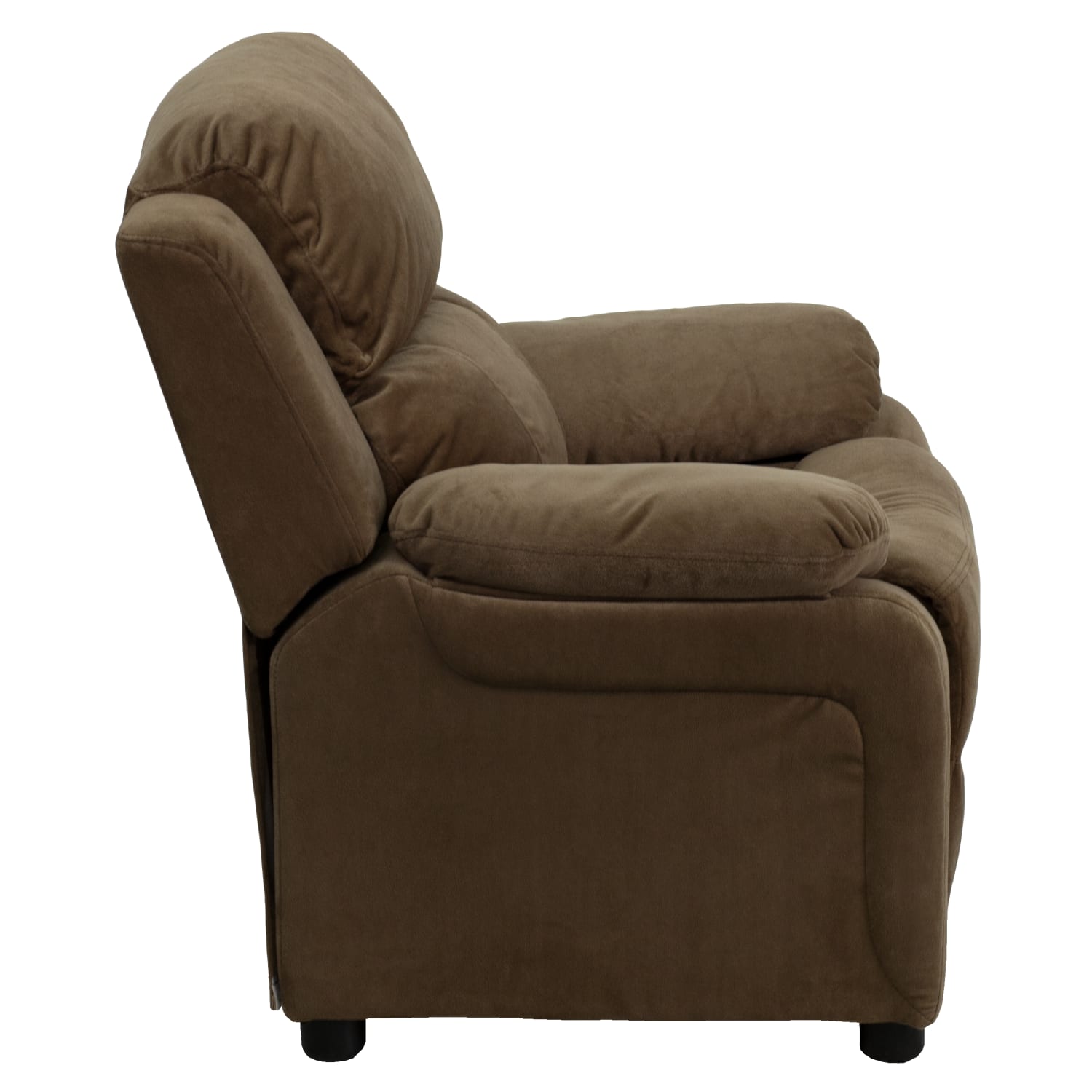 Flash Furniture Deluxe Padded Contemporary Microfiber Kids Recliner Accent Chair With Storage Arms Brown PopularChairscom
