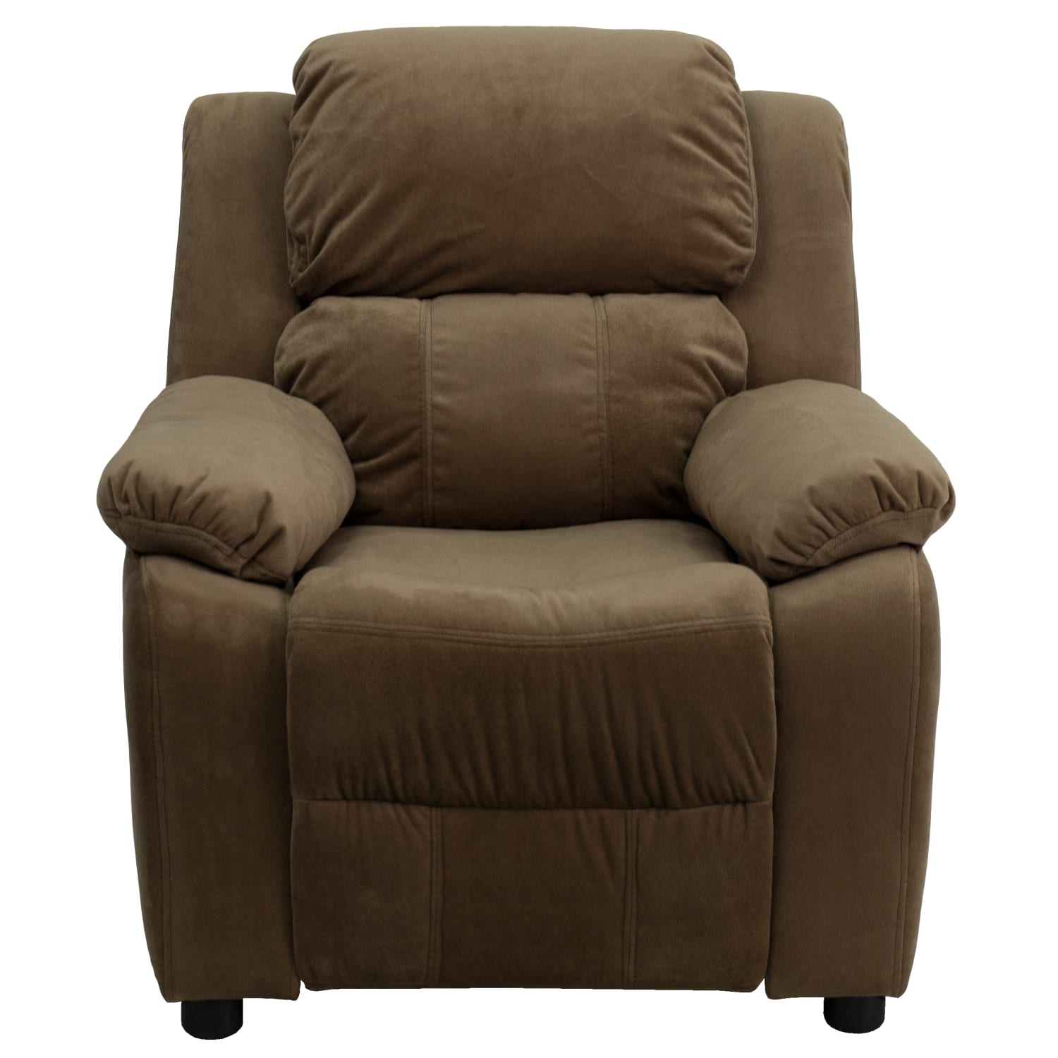 Flash Furniture Deluxe Padded Contemporary Microfiber Kids Recliner Accent Chair With Storage Arms Brown PopularChairscom