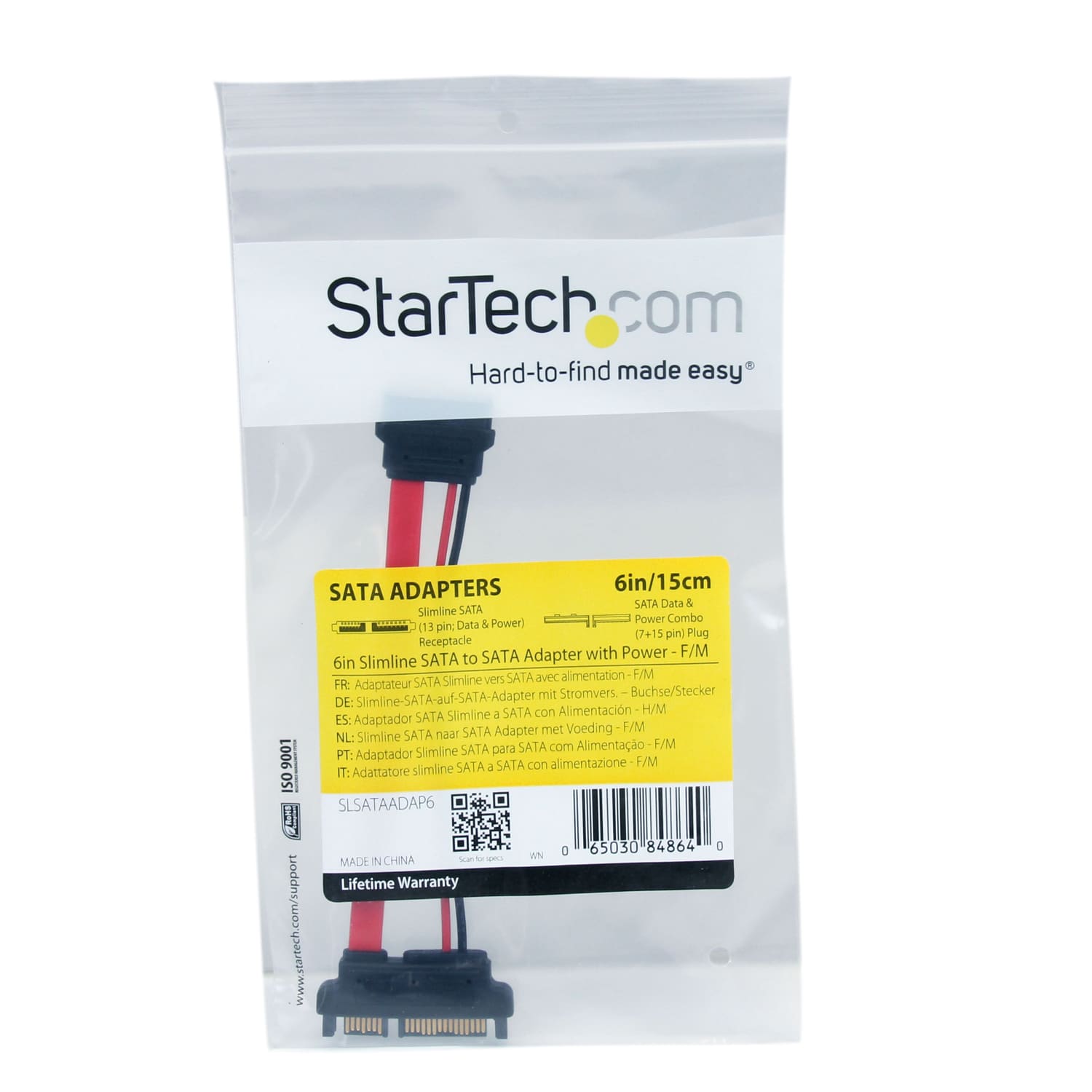 StarTech.com 6in Slimline SATA to SATA Adapter with Power - F/M - slimline sata to sata adapter - slimline sata to sata adapter with power - slimline sata adapter - slim sata adapter - slim sata to sata - Image 5