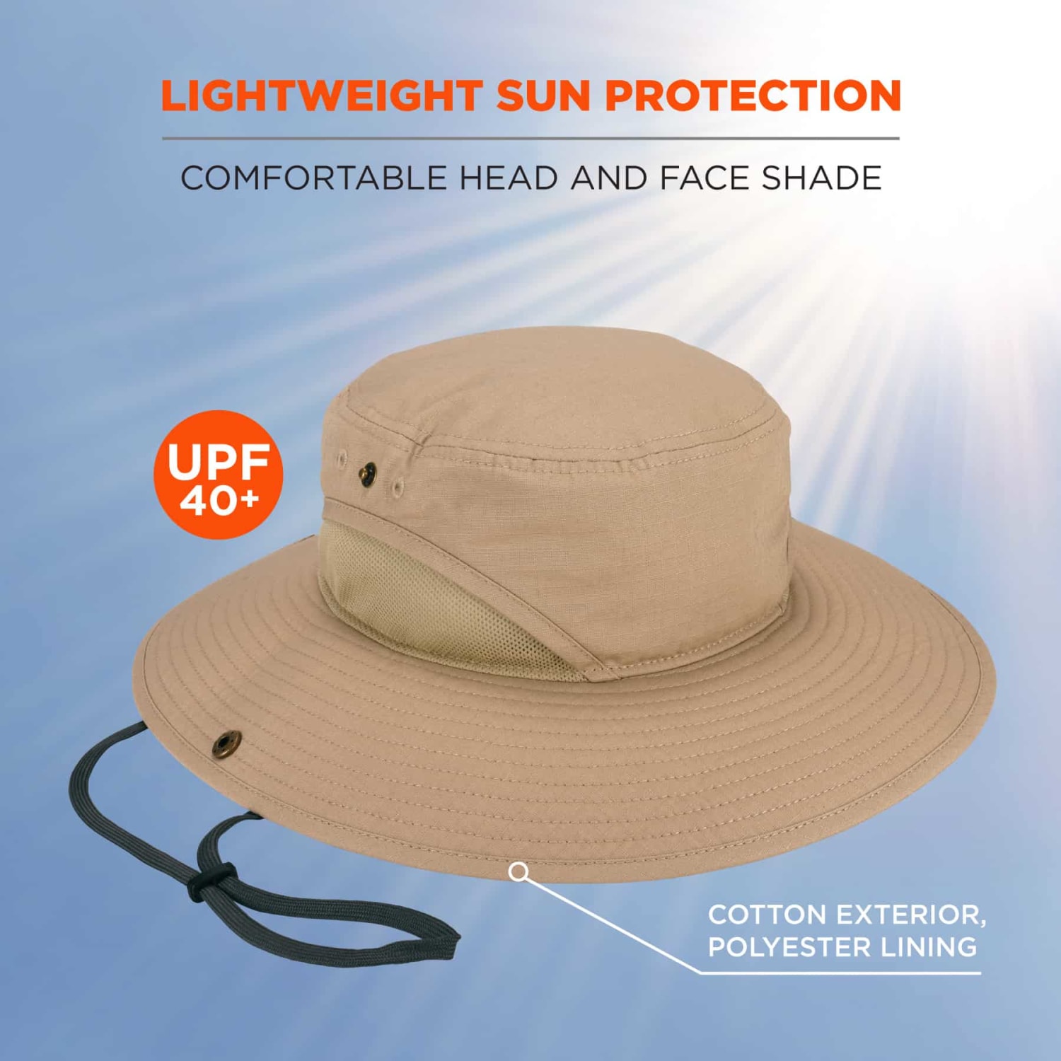Ergodyne Chill-Its 8936 Lightweight Ranger Hat With Mesh Paneling, Large/X-Large, Khaki - Image 3