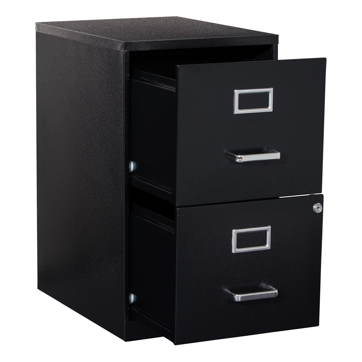 Office Star 20inD Vertical 2-Drawer Locking File Cabinet, Black - Image 3