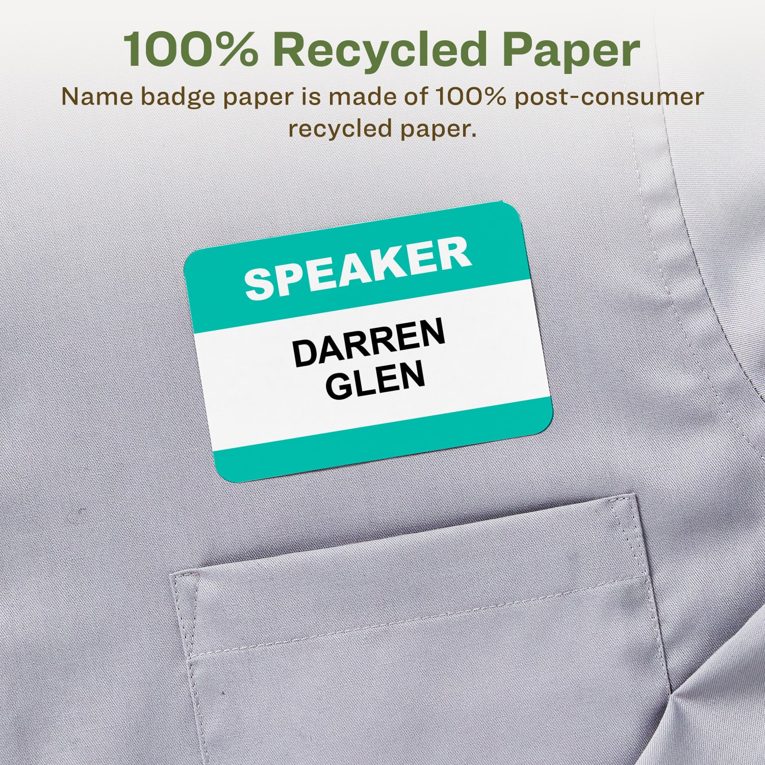 Avery EcoFriendly 100% Recycled Name Badges, 2 1/3in x 3 3/8in, White, Pack Of 400 - Image 4