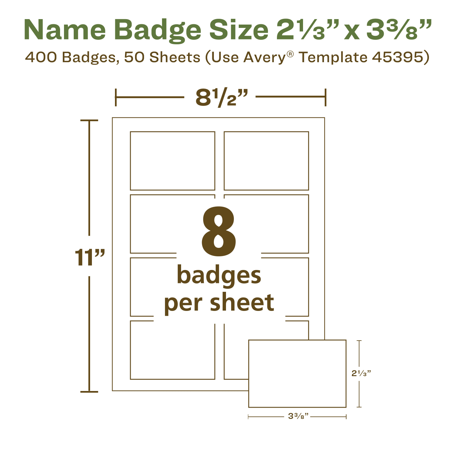 Avery EcoFriendly 100% Recycled Name Badges, 2 1/3in x 3 3/8in, White, Pack Of 400 - Image 6