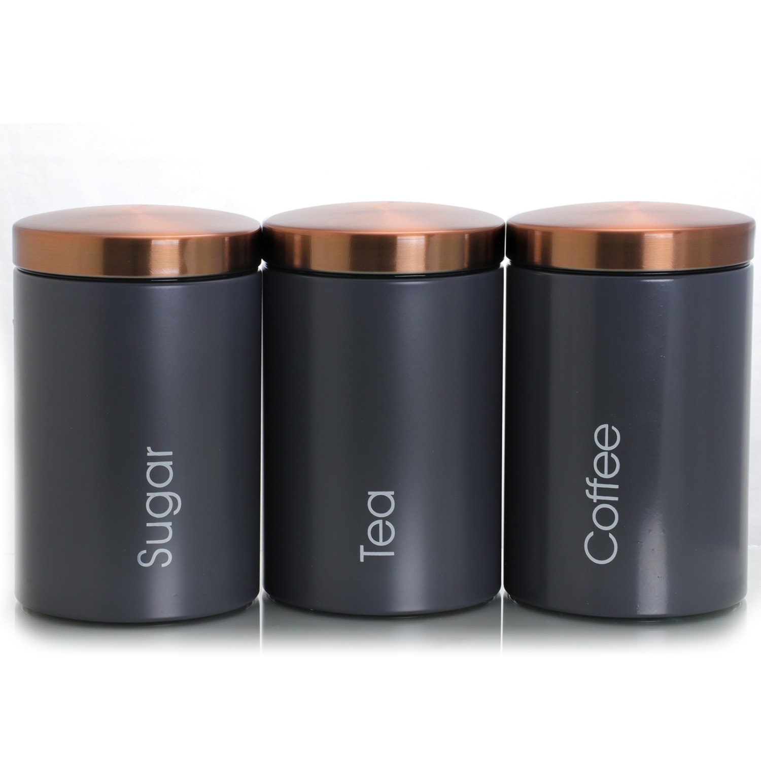 MegaChef Essential 3-Piece Kitchen Storage Canister Set, Matte Gray/Copper - Image 6