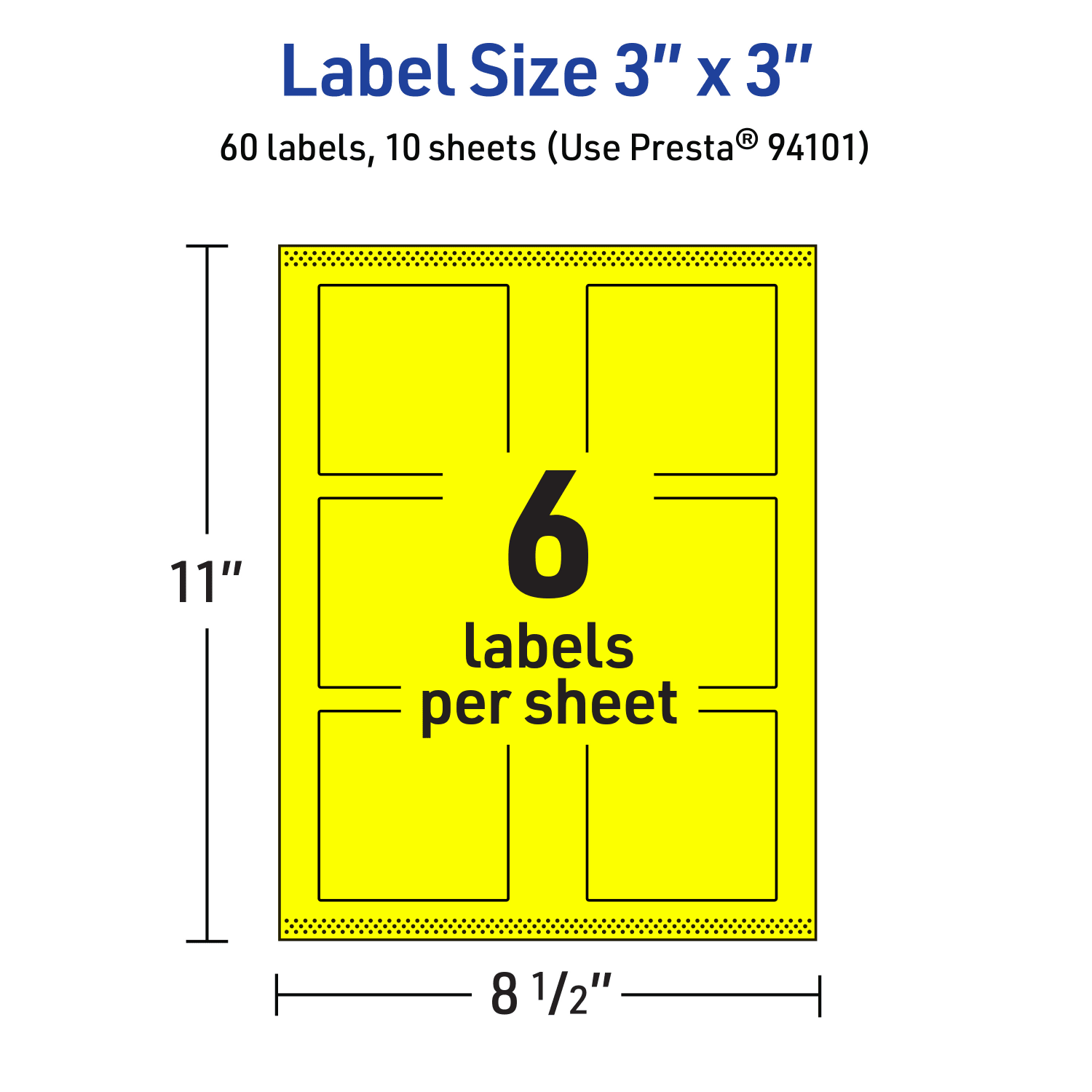 Avery Print-To-The-Edge Labels With Sure Feed Technology And Easy Peel Label Feature, 94101-NYP10, Square, 3in x 3in, Matte Neon Yellow, Pack of 60 - Image 6