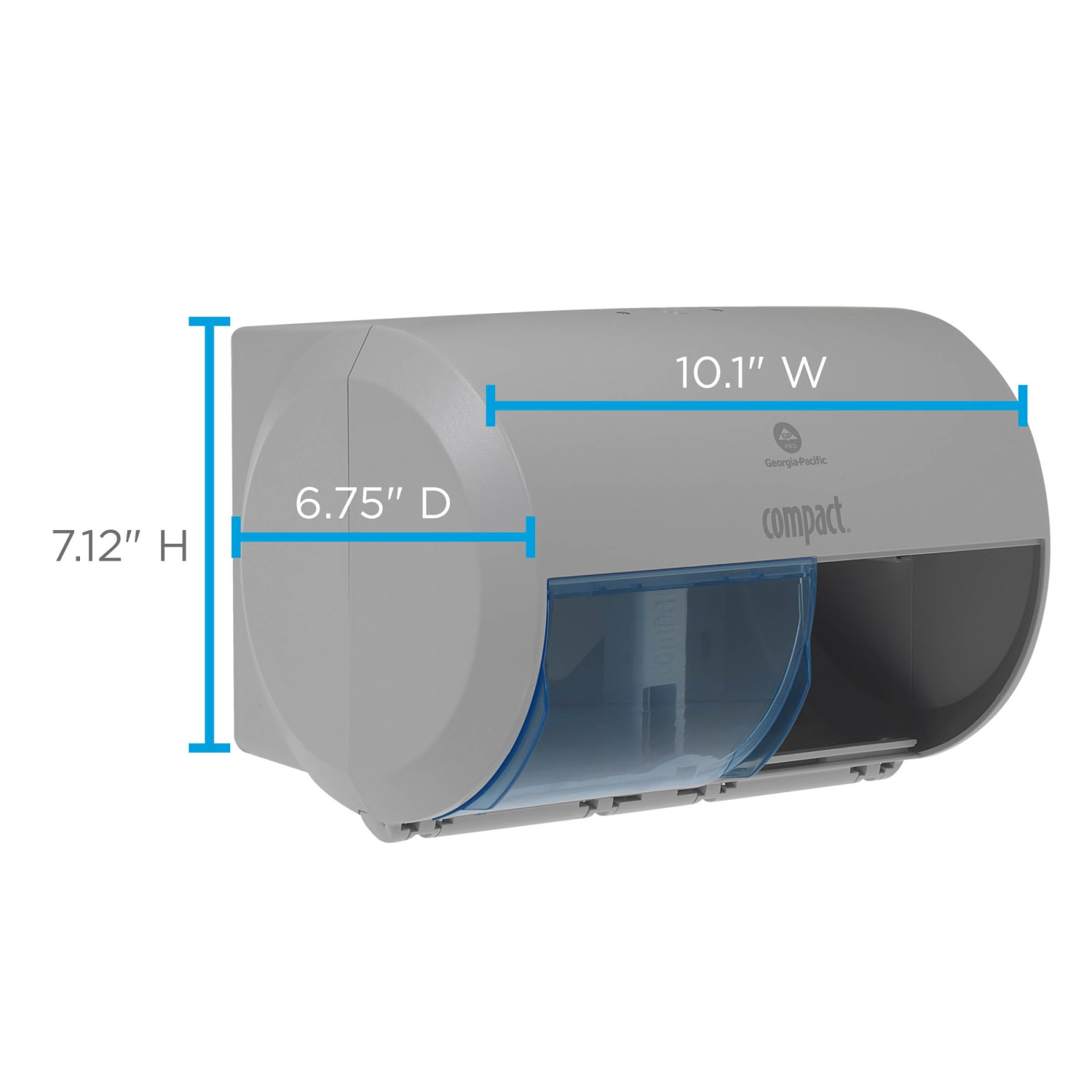 Compact by GP PRO 2-Roll Side-by-Side Coreless High-Capacity Toilet Paper Dispenser, Gray - Image 3