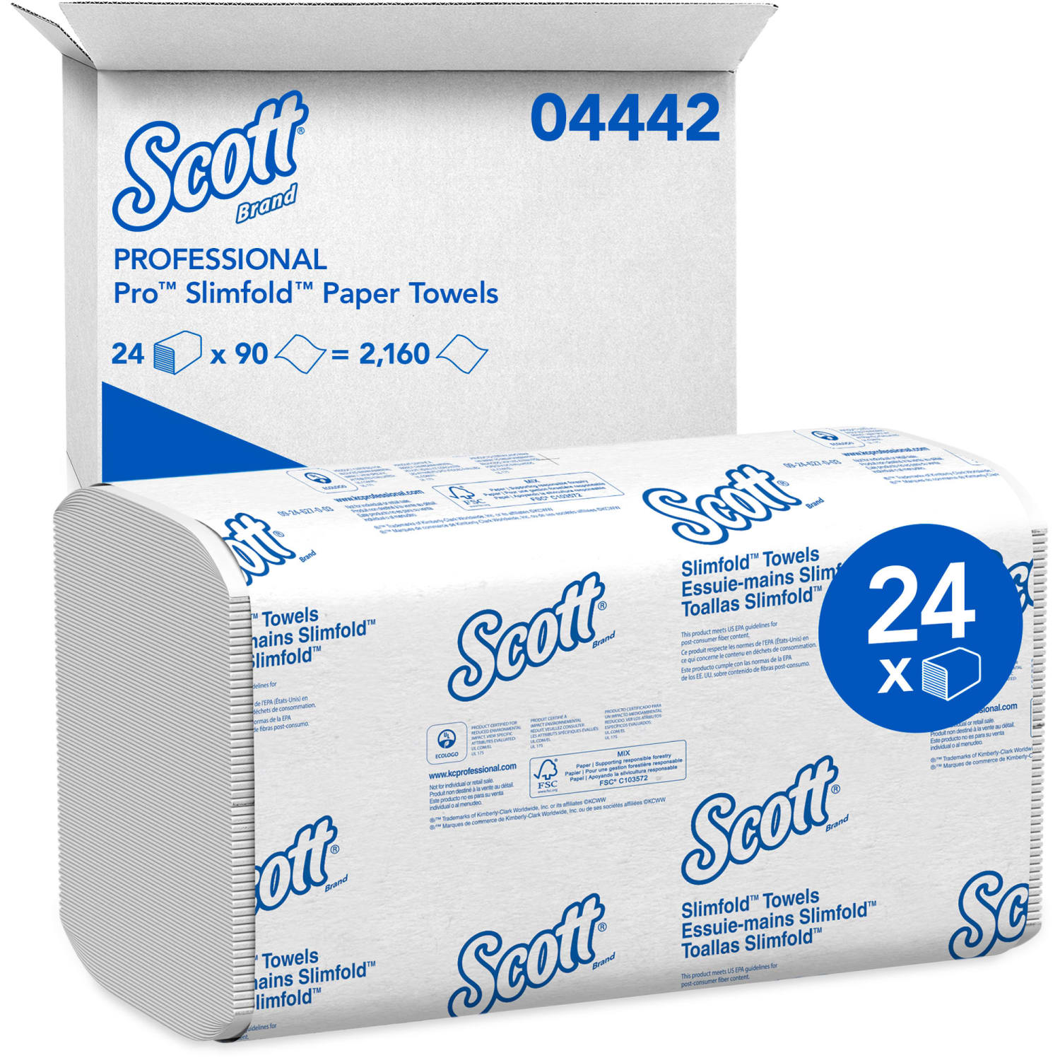 Kleenex Slimfold 1-Ply Paper Towels, 50% Recycled, 90 Sheets Per Pack, Case Of 24 Packs - Image 3