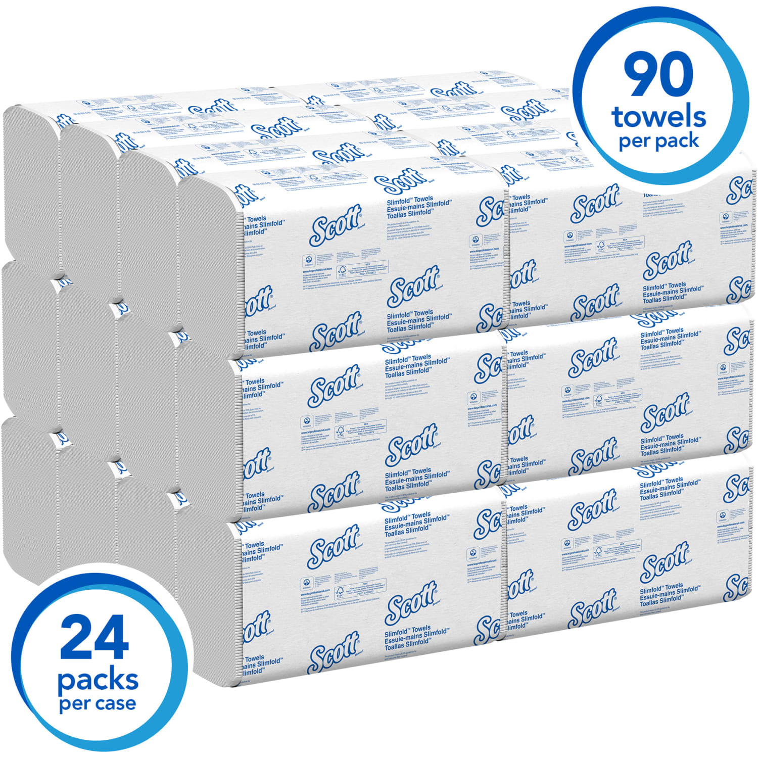 Kleenex Slimfold 1-Ply Paper Towels, 50% Recycled, 90 Sheets Per Pack, Case Of 24 Packs - Image 4
