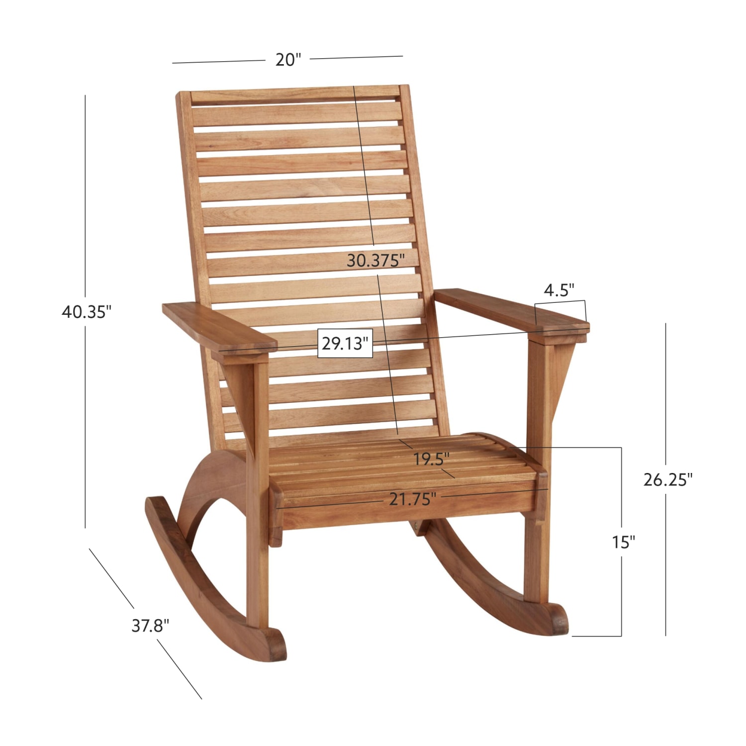 Linon Keir Outdoor Rocking Chair, Natural - Image 6